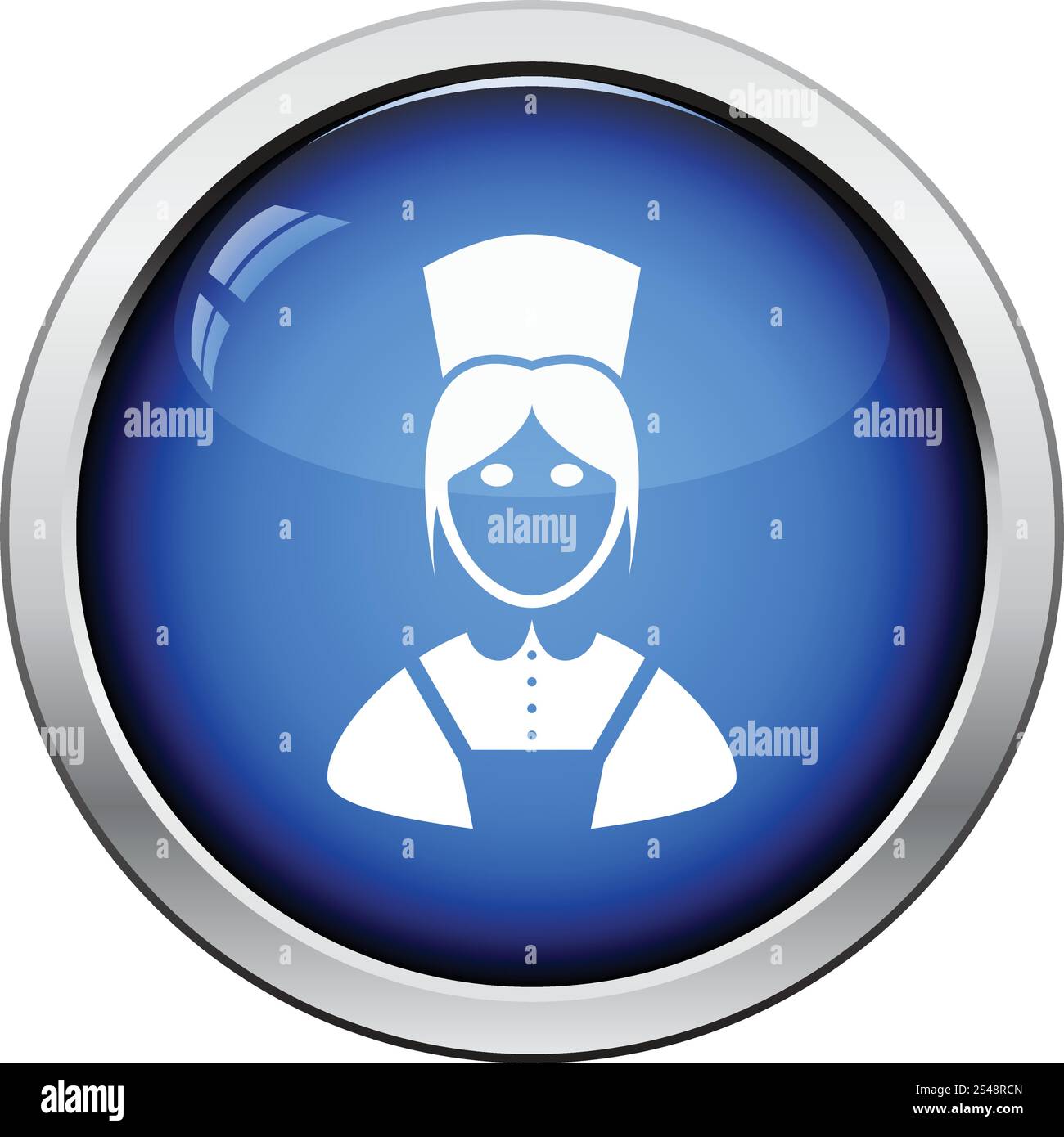 Hotel maid icon. Glossy button design. Vector illustration Stock Vector ...