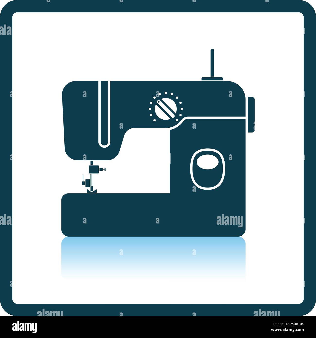 Modern sewing machine icon. Shadow reflection design. Vector ...