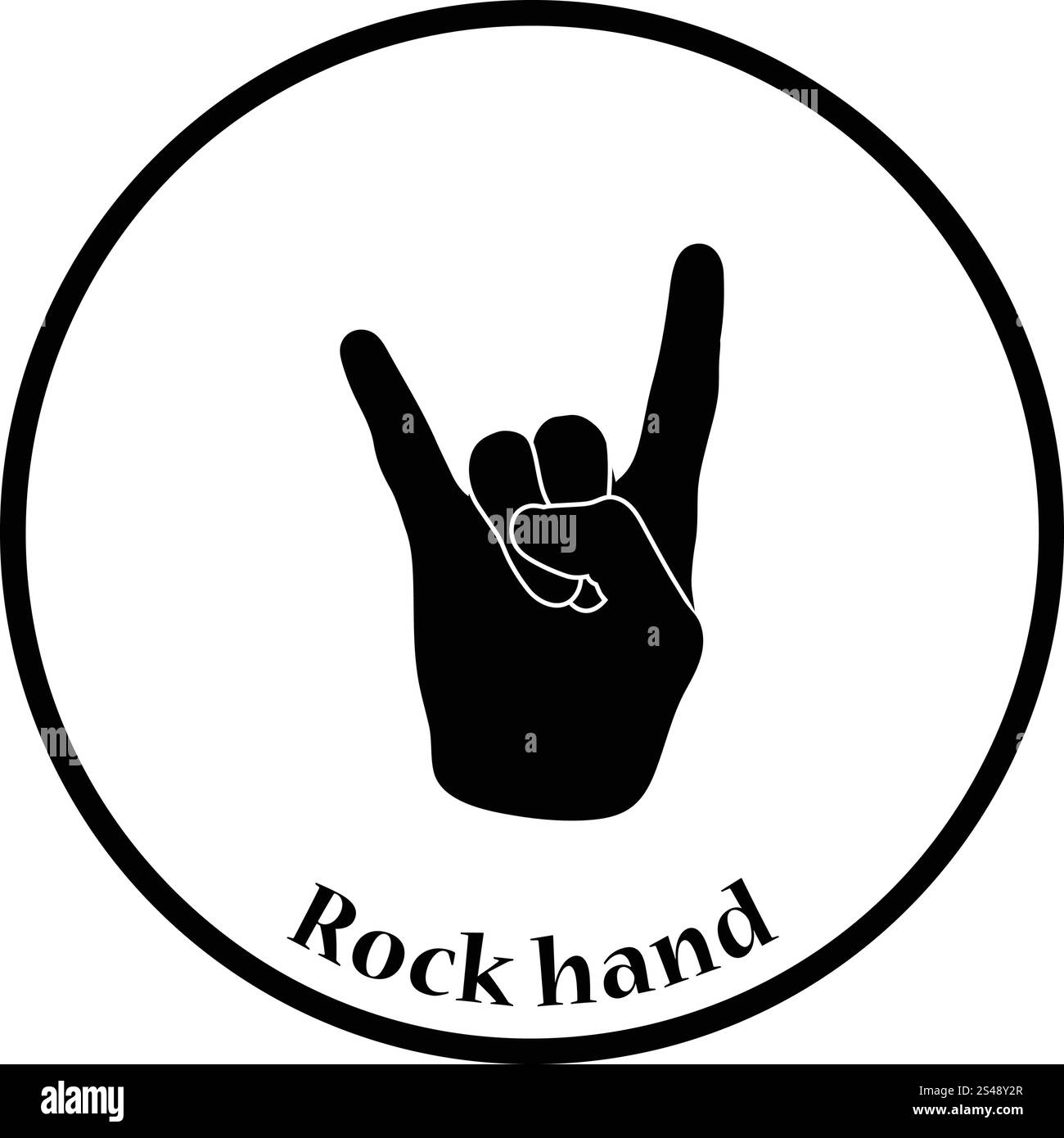Rock hand icon. Thin circle design. Vector illustration Stock Vector ...