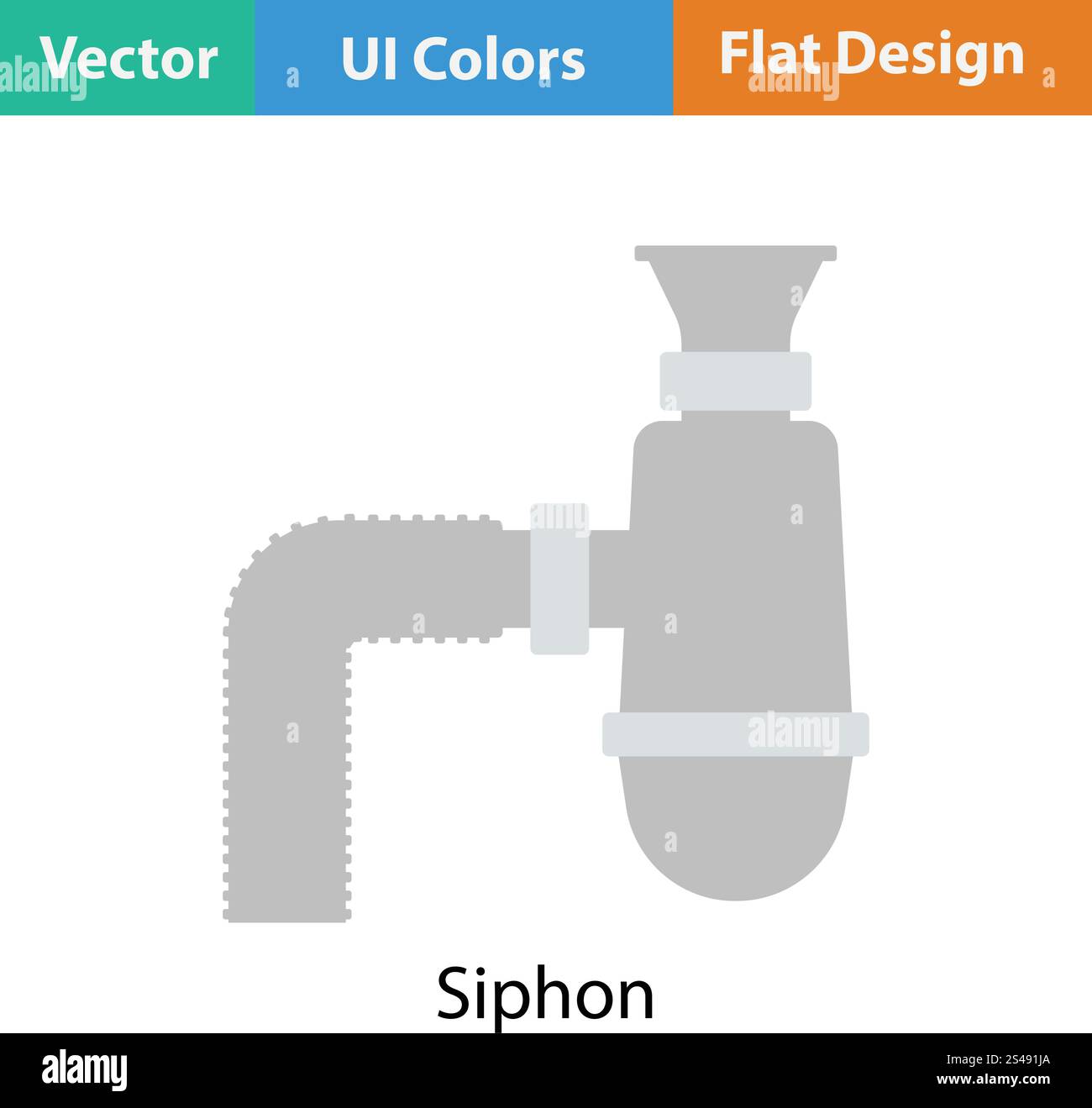 Bathroom siphon icon. Flat color design. Vector illustration. Stock Vector