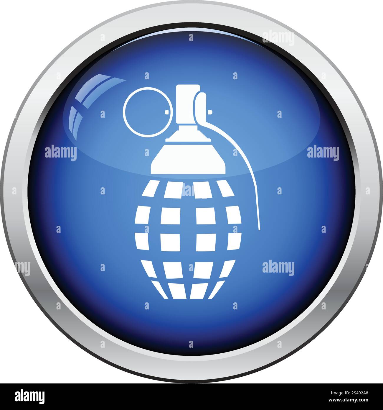 Defensive grenade icon. Glossy button design. Vector illustration Stock ...