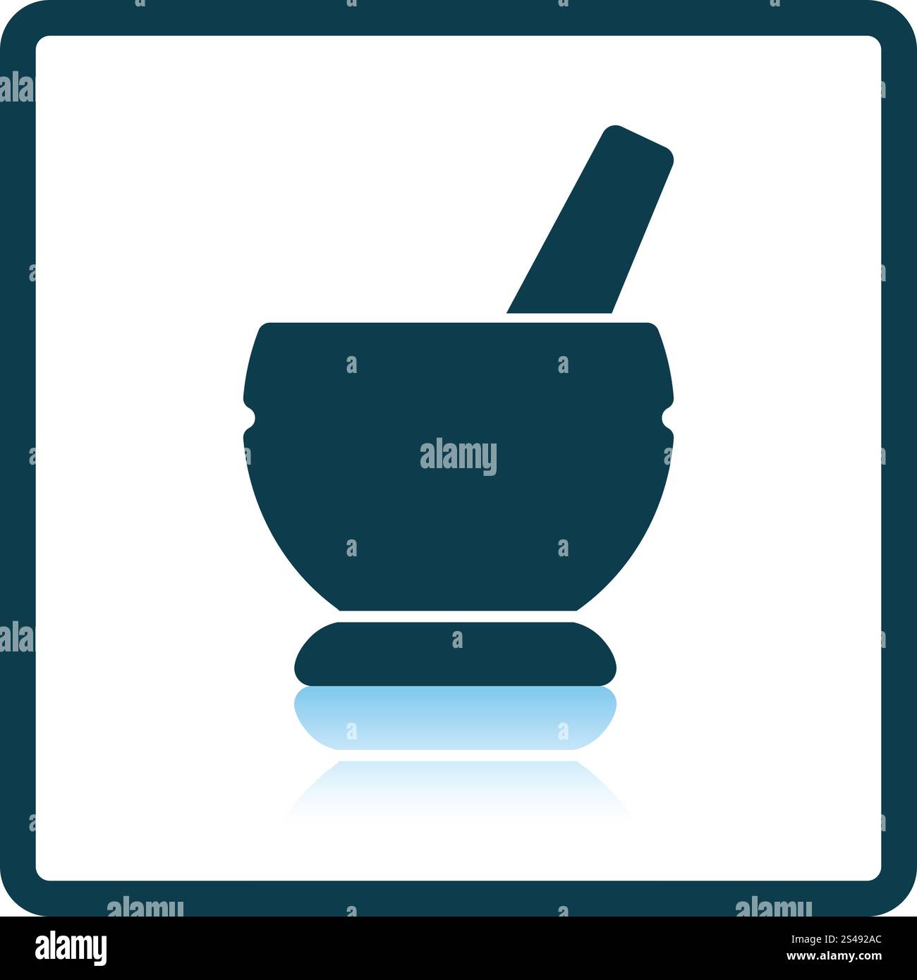 Mortar and pestle icon. Shadow reflection design. Vector illustration. Stock Vector