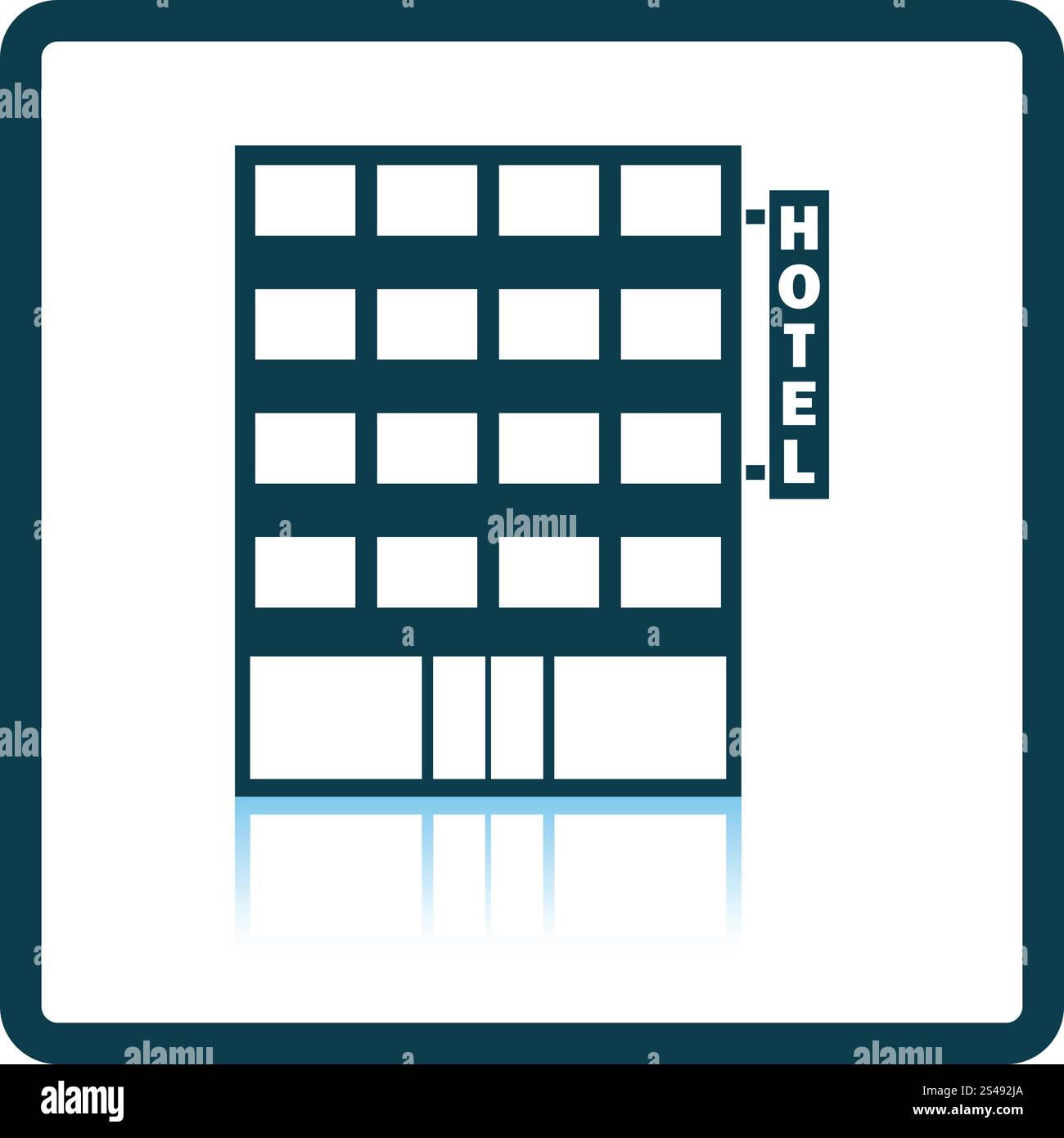 Hotel building icon. Shadow reflection design. Vector illustration. Stock Vector
