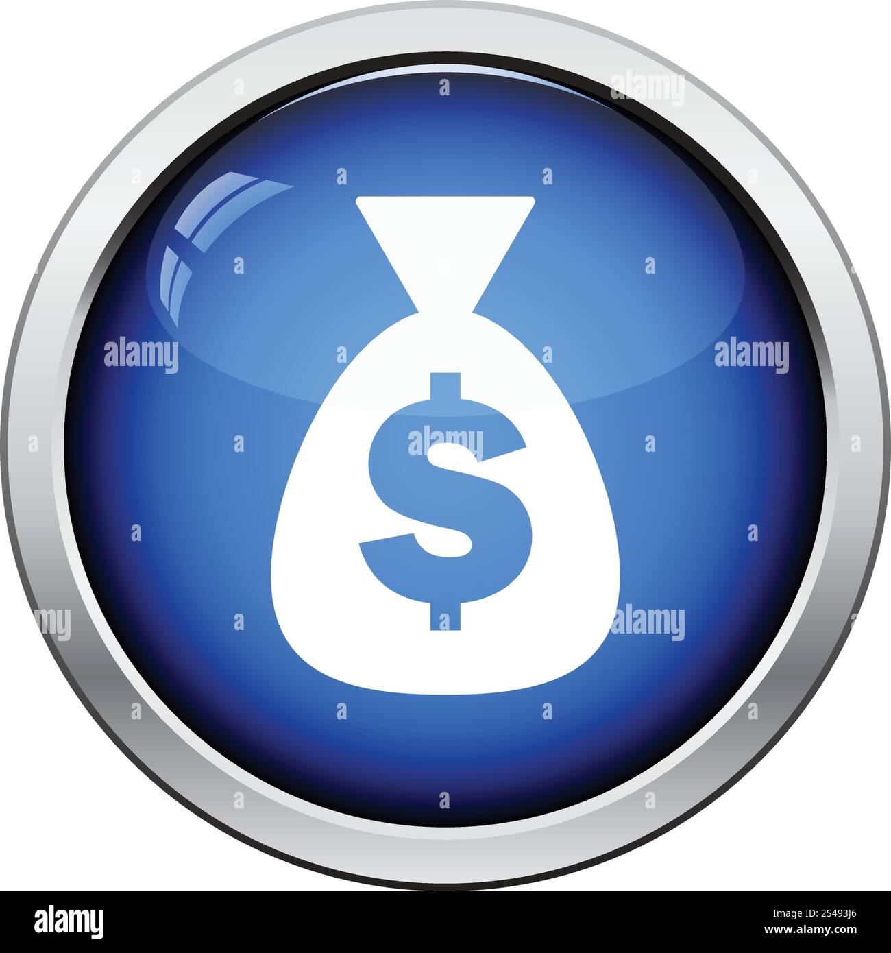 Money bag icon. Glossy button design. Vector illustration Stock Vector ...