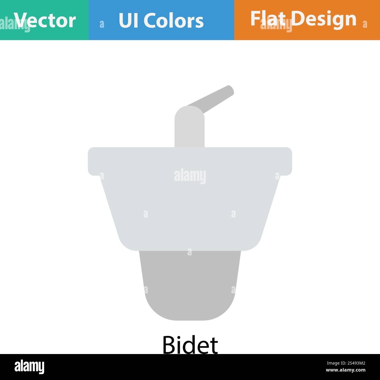 Bidet icon. Flat color design. Vector illustration. Stock Vector