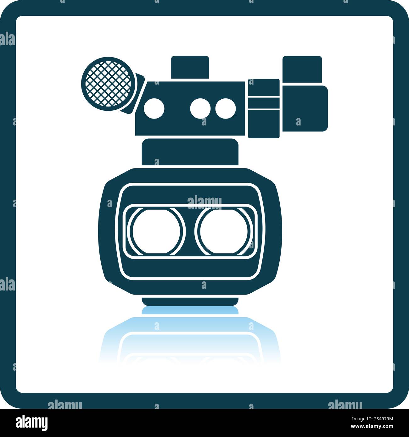 3d movie camera icon. Shadow reflection design. Vector illustration ...