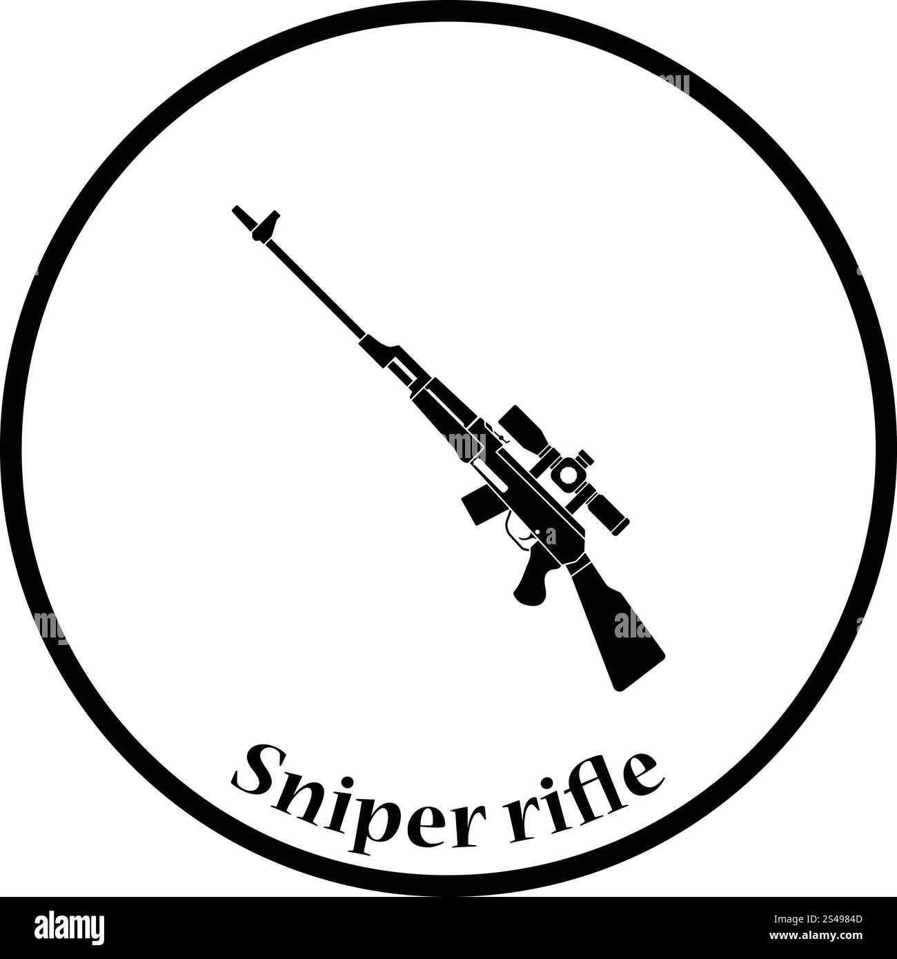 Sniper rifle icon. Thin circle design. Vector illustration Stock Vector ...