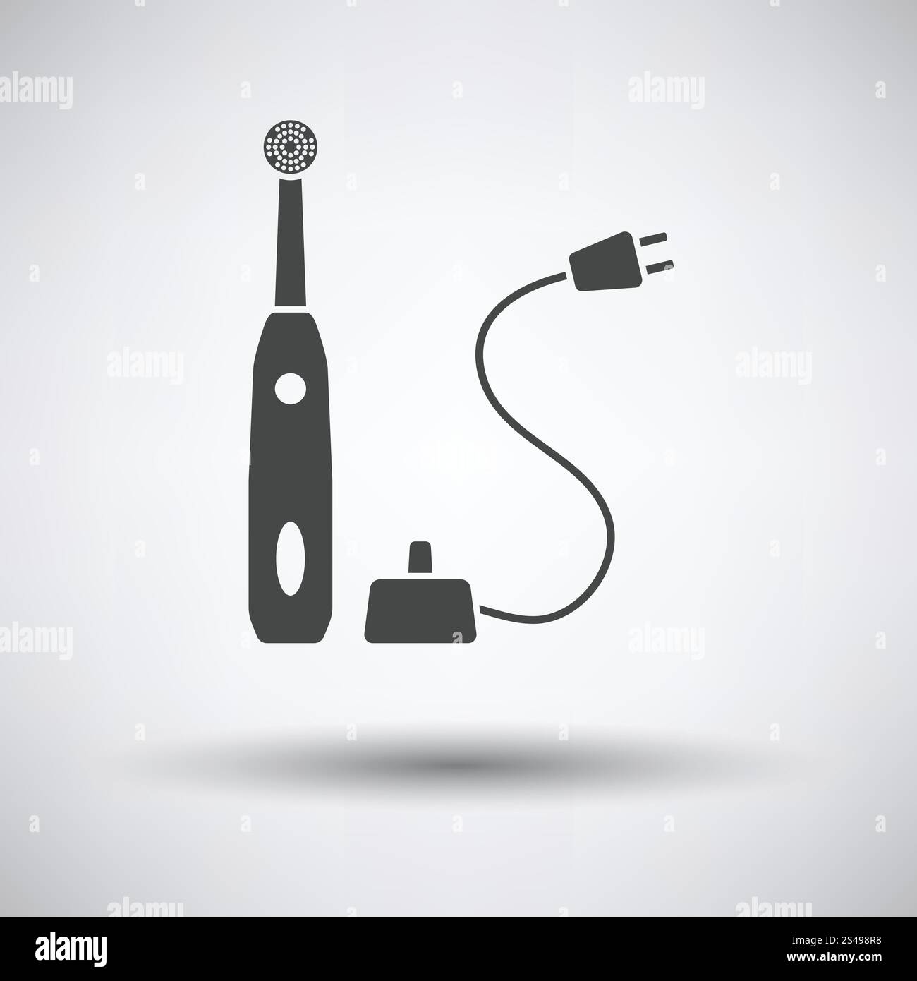 Electric toothbrush icon on gray background, round shadow. Vector ...