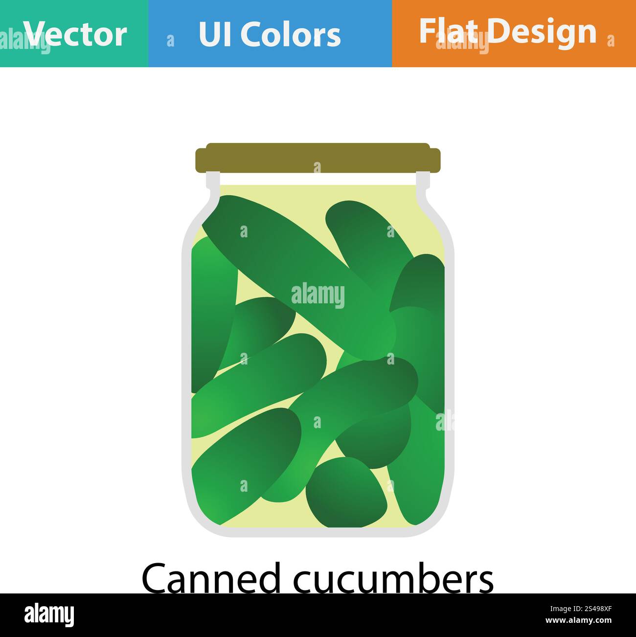 Canned cucumbers icon. Flat color design. Vector illustration Stock ...