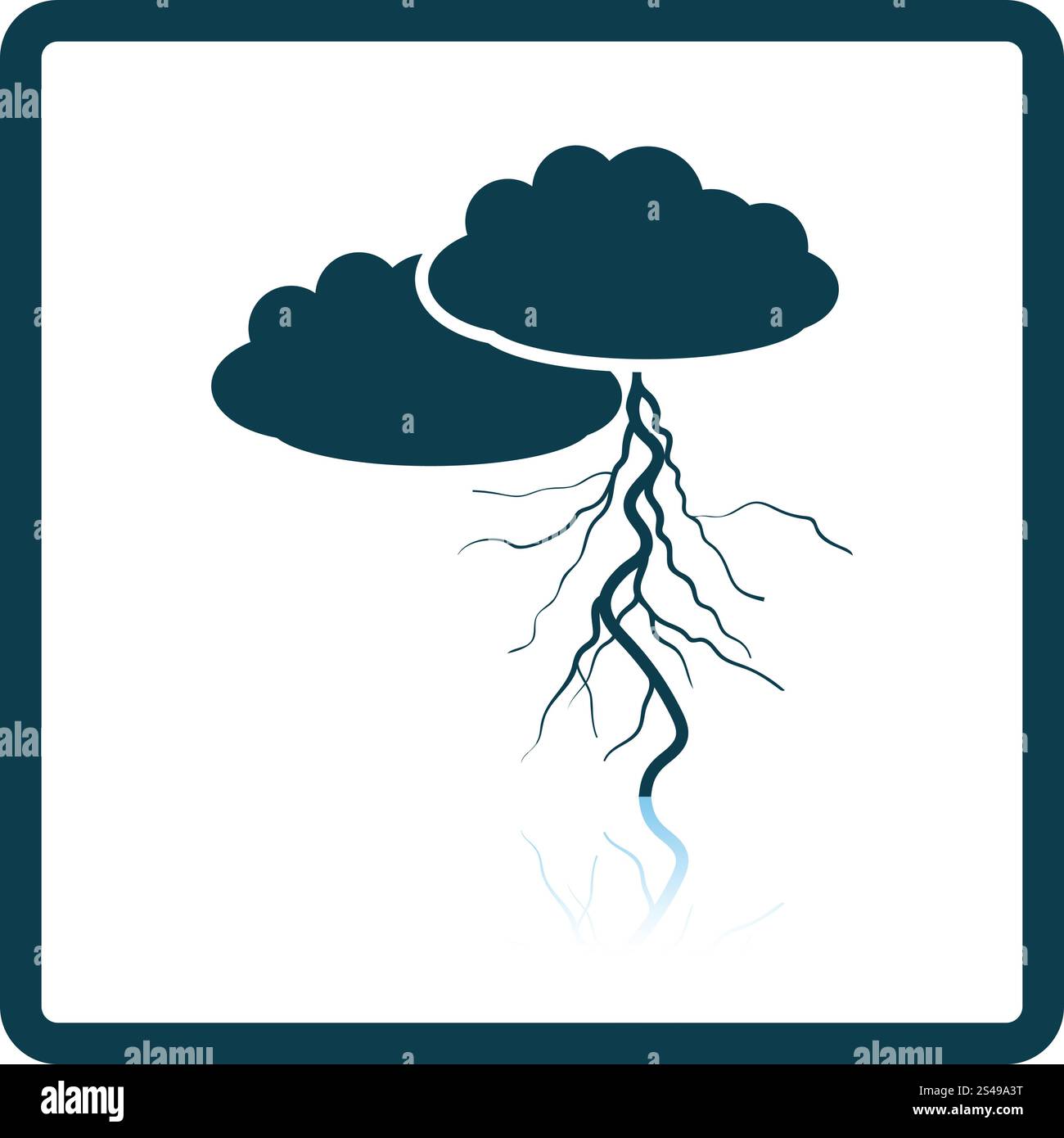 Clouds and lightning icon. Shadow reflection design. Vector illustration. Stock Vector