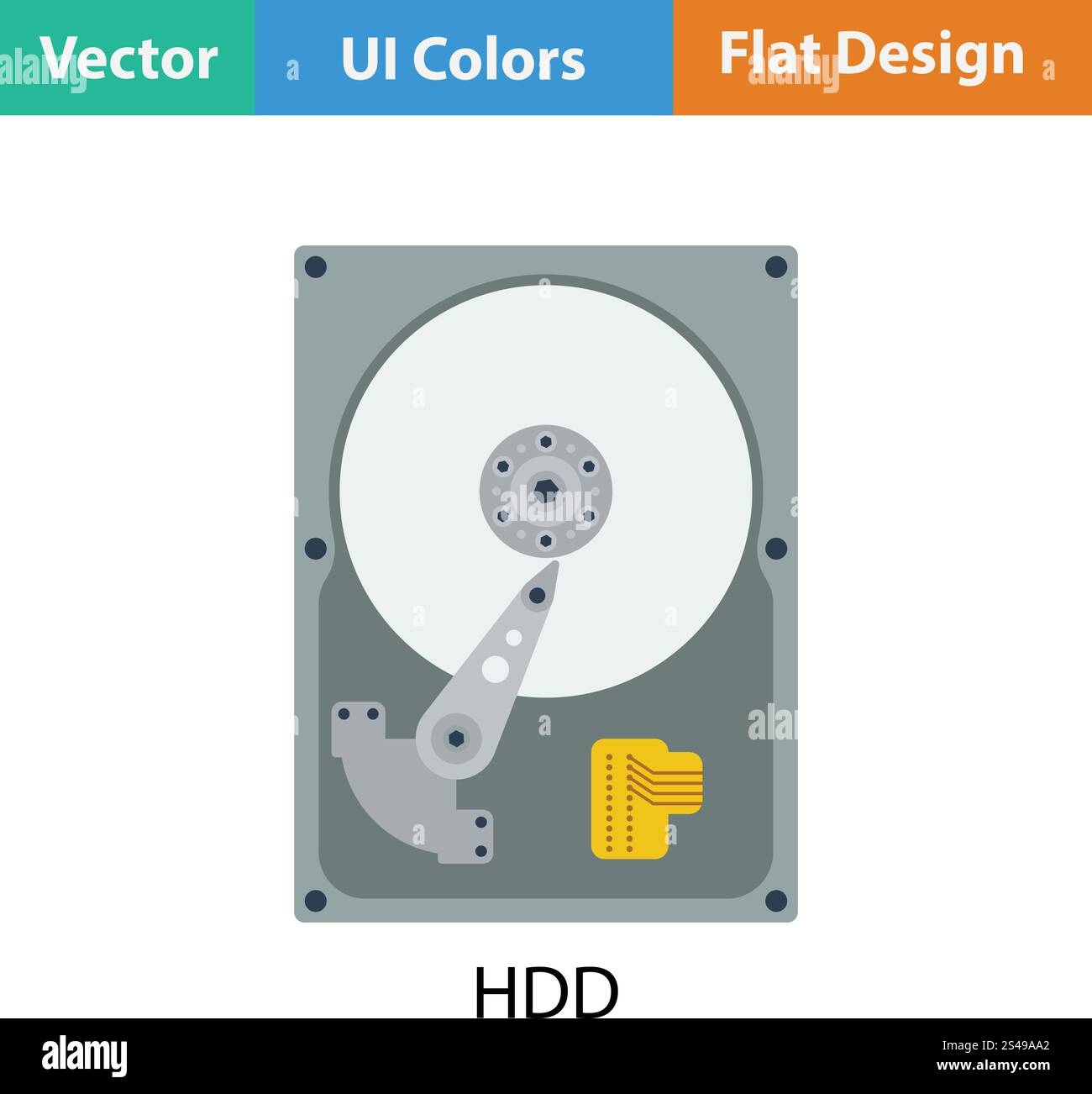 HDD icon. Flat color design. Vector illustration. Stock Vector
