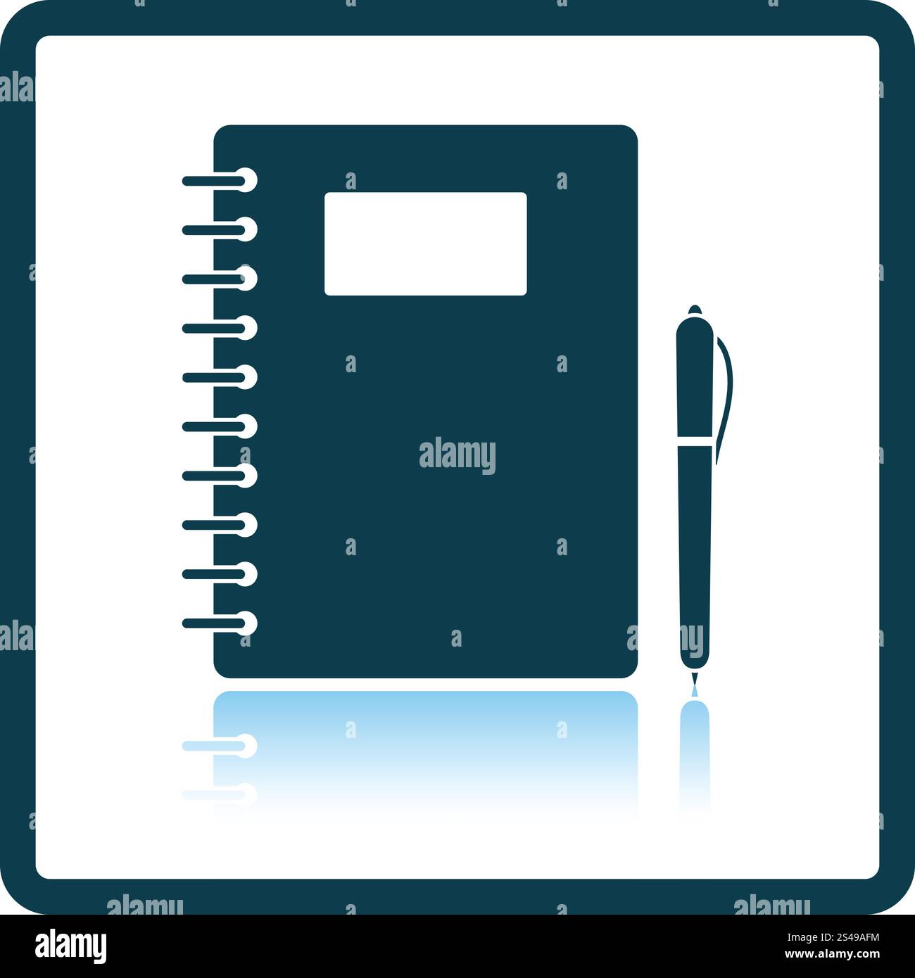 Icon of Exercise book. Shadow reflection design. Vector illustration. Stock Vector