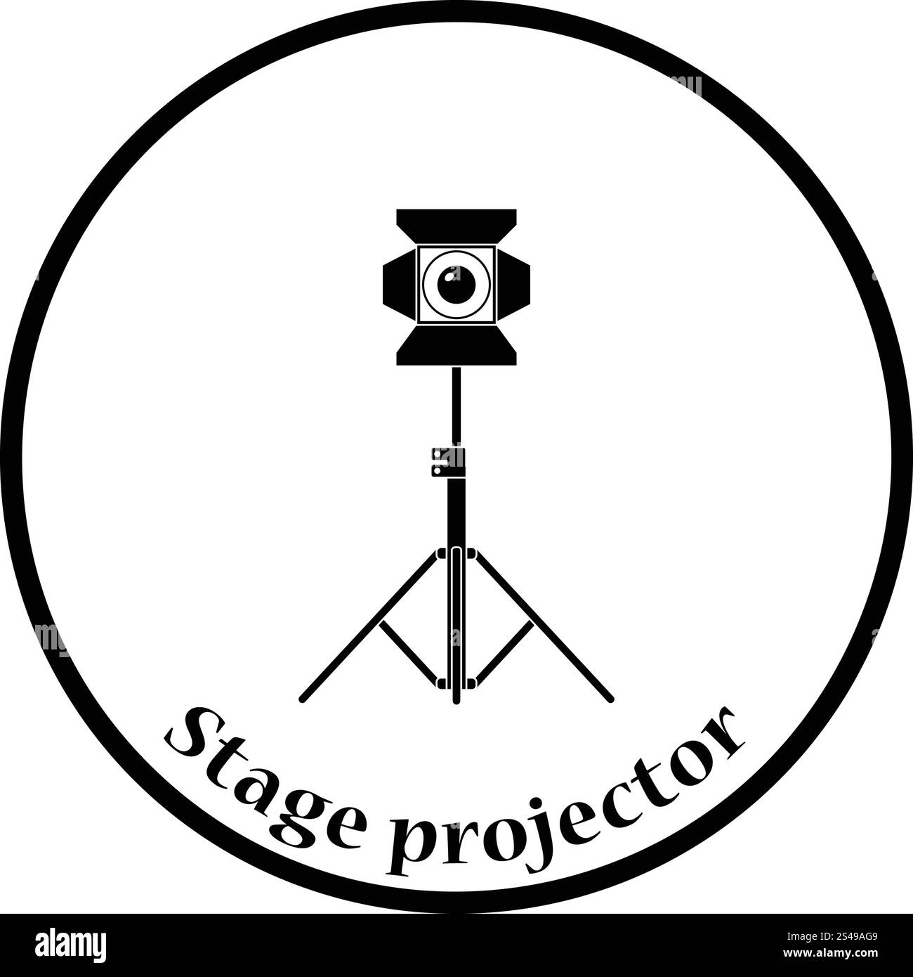 Stage projector icon. Thin circle design. Vector illustration Stock ...