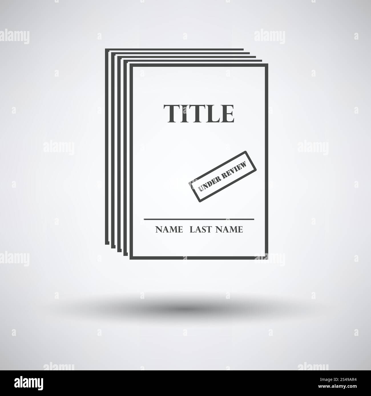 Manuscript under review icon on gray background, round shadow. Vector illustration. Stock Vector