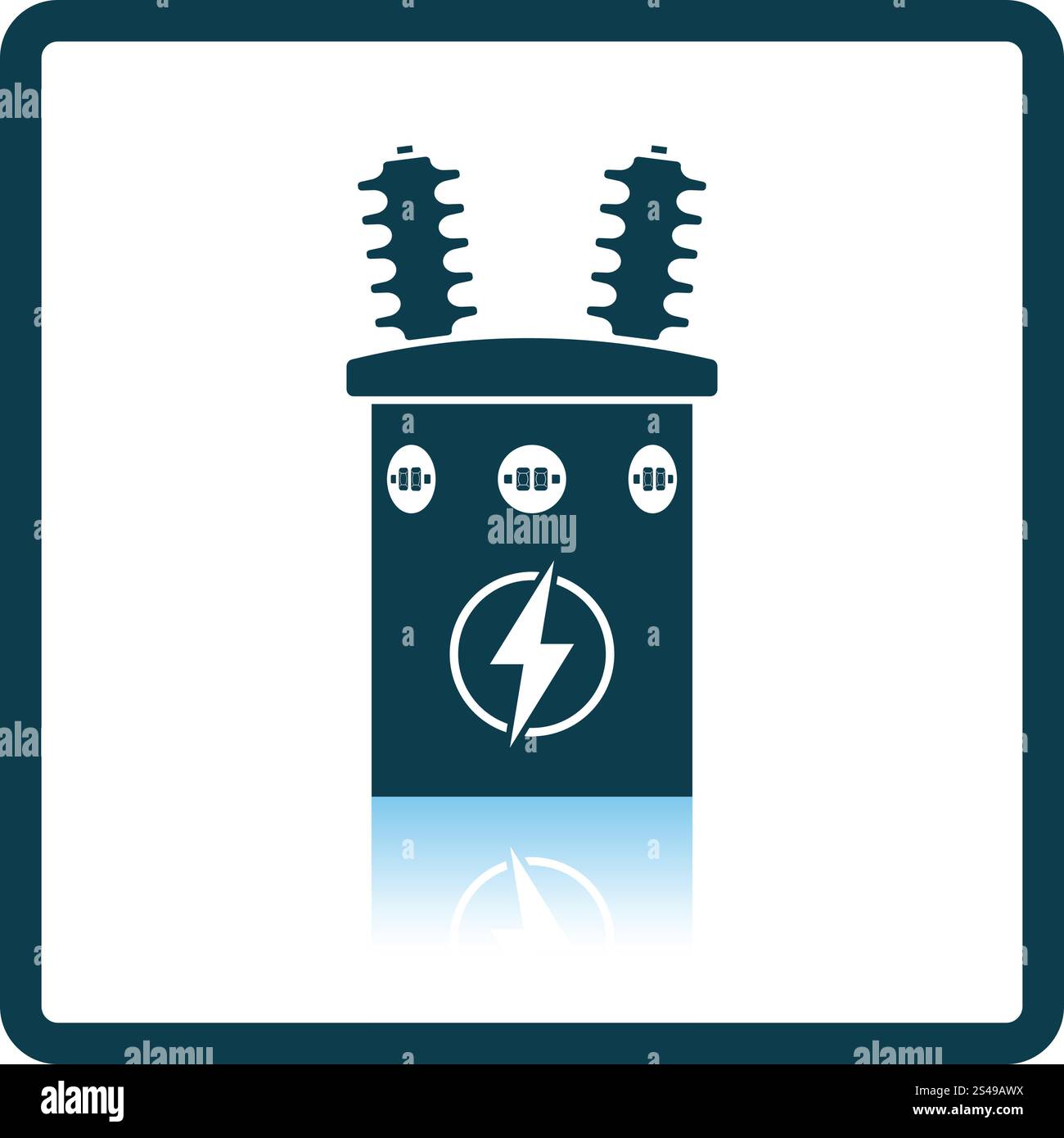 Electric transformer icon. Shadow reflection design. Vector ...