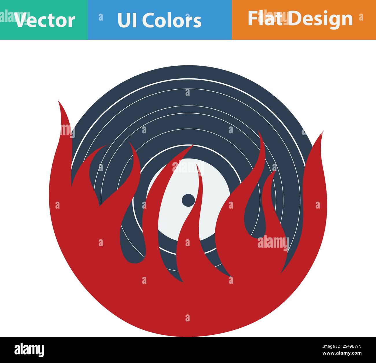 Flame vinyl icon. Flat color design. Vector illustration. Stock Vector