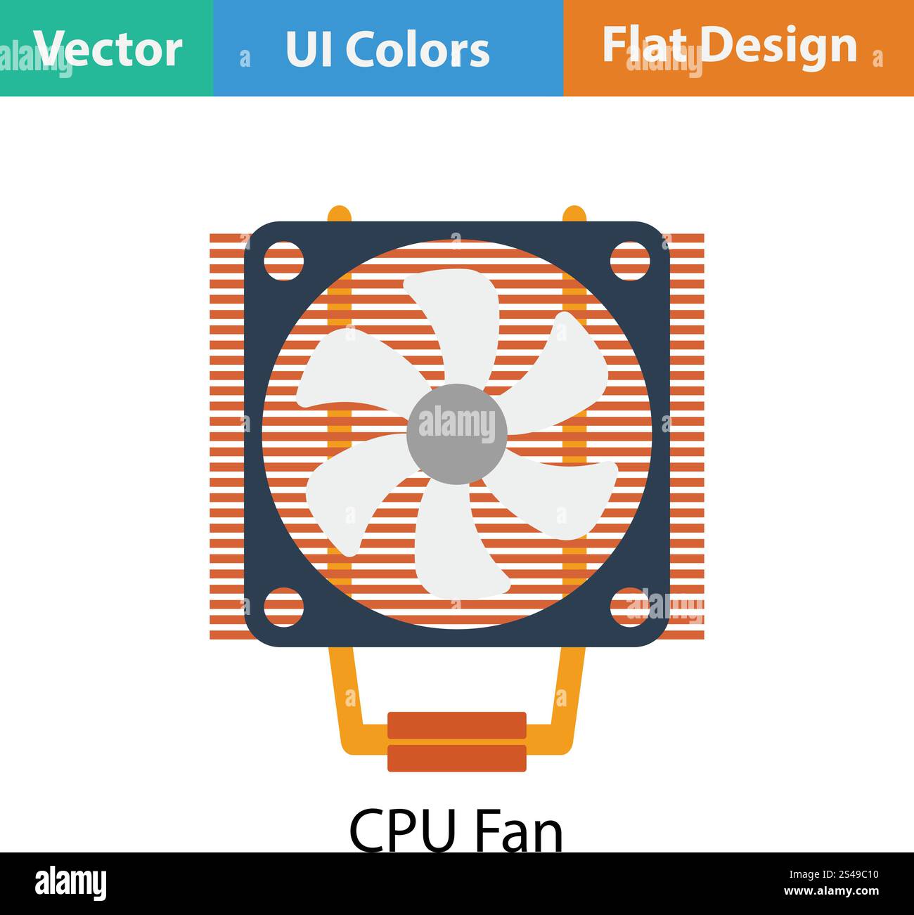 CPU Fan icon. Flat color design. Vector illustration. Stock Vector