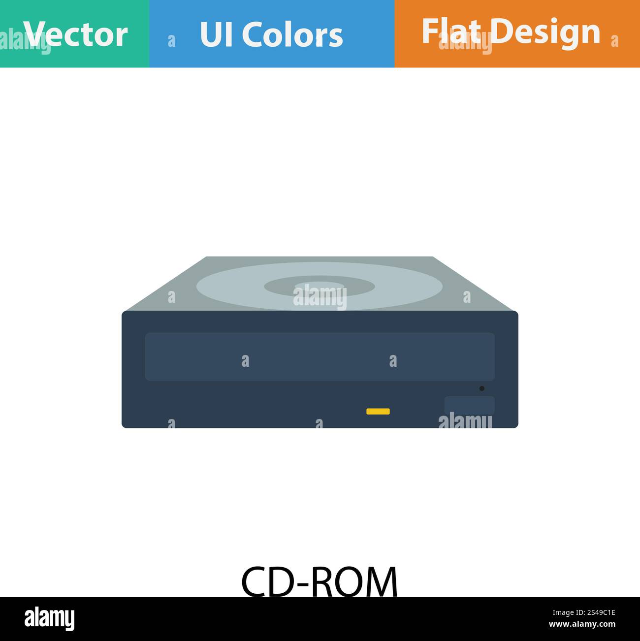 CD-ROM icon. Flat color design. Vector illustration. Stock Vector