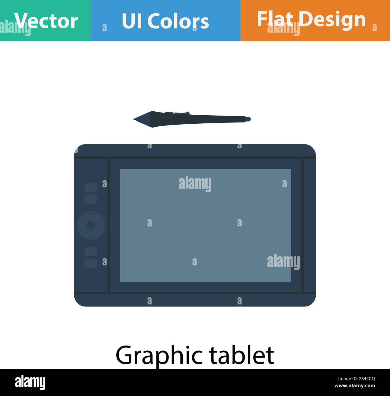 Graphic tablet icon. Flat color design. Vector illustration. Stock Vector