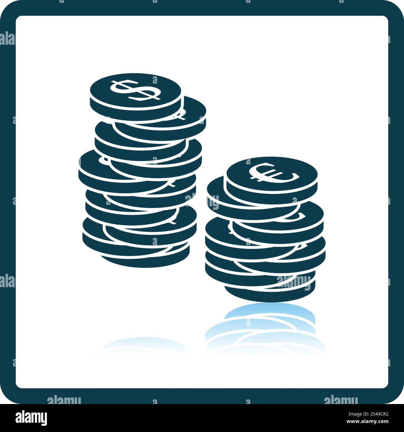 Icon of Stack of coins. Shadow reflection design. Vector illustration ...