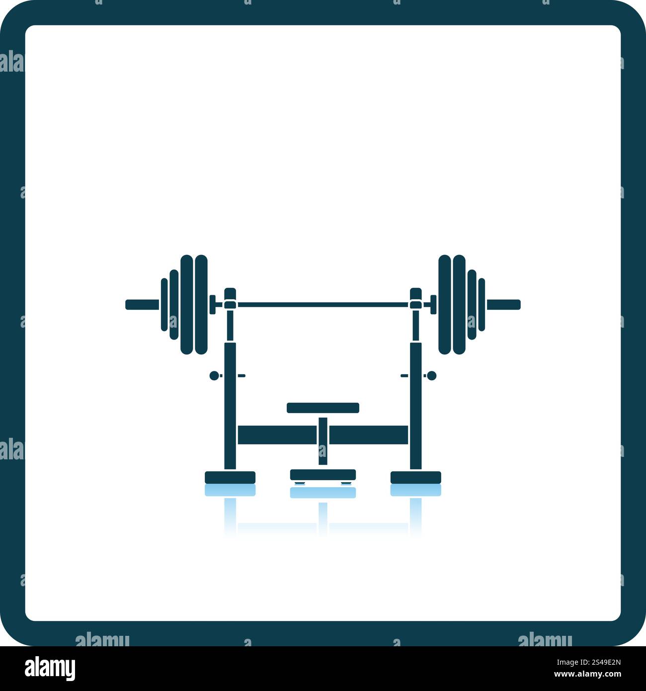 Icon of Bench with barbell. Shadow reflection design. Vector ...