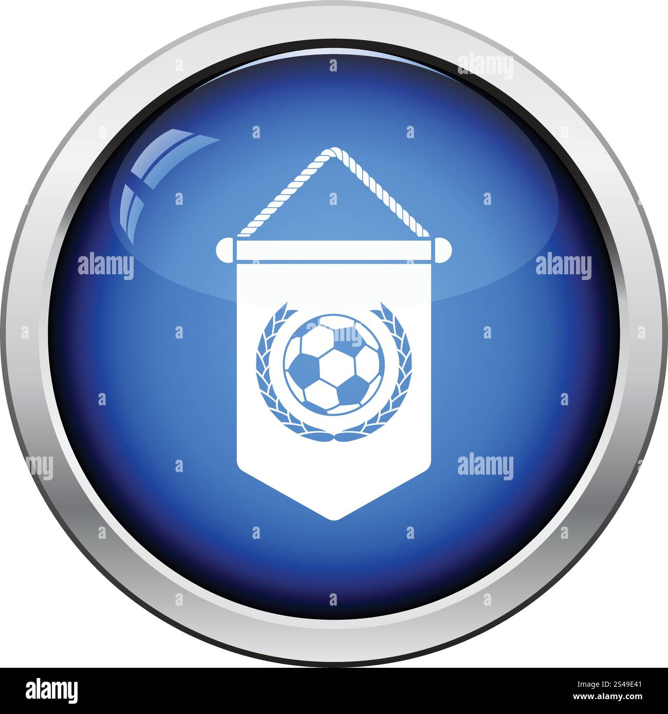 Football pennant icon. Glossy button design. Vector illustration Stock ...