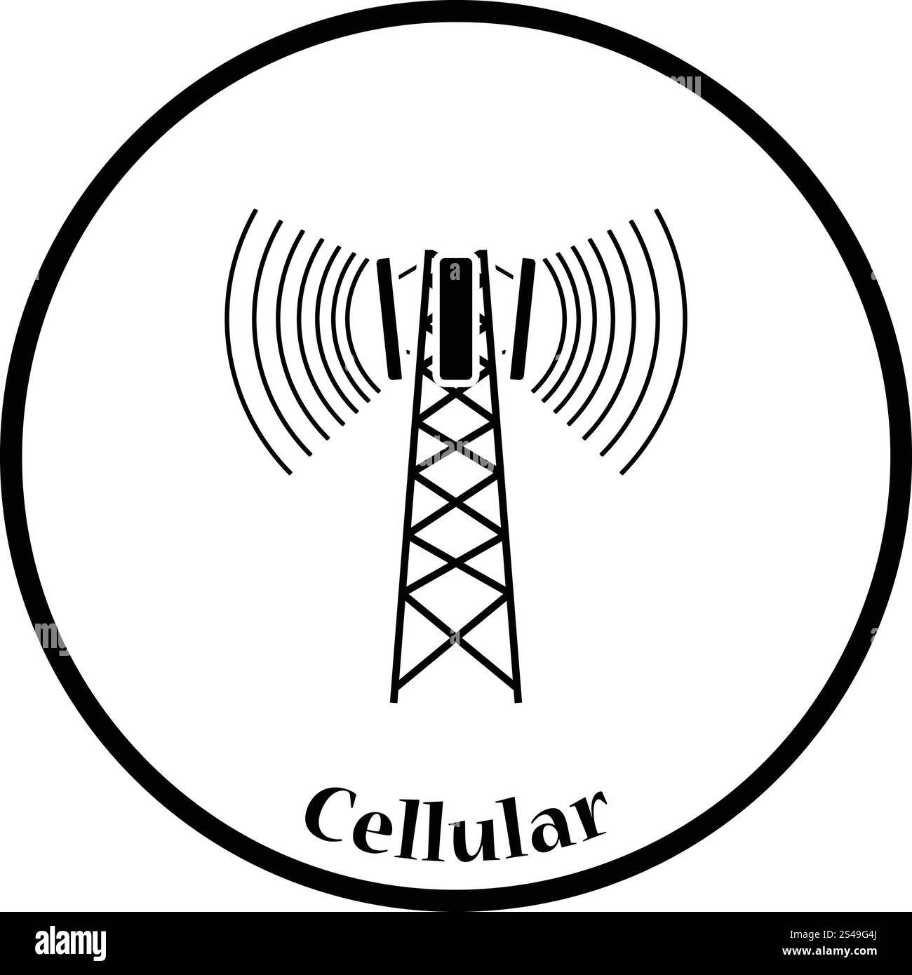 Cellular broadcasting antenna icon. Thin circle design. Vector ...