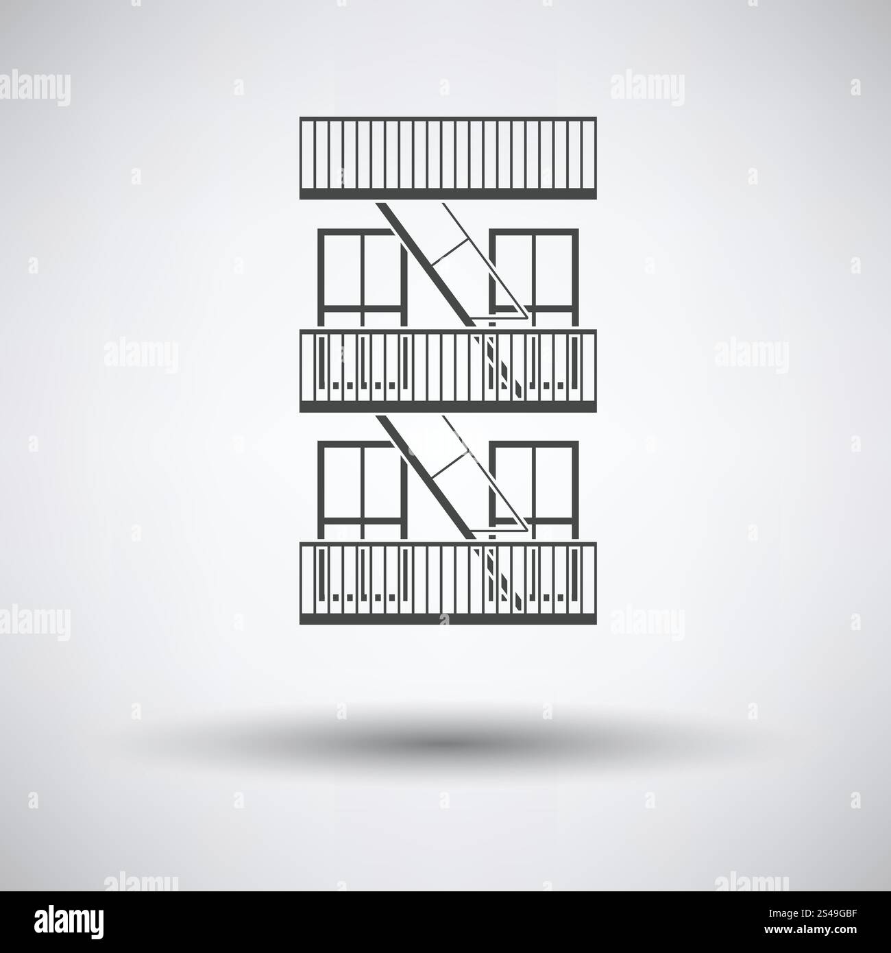 Emergency fire ladder icon on gray background with round shadow. Vector ...