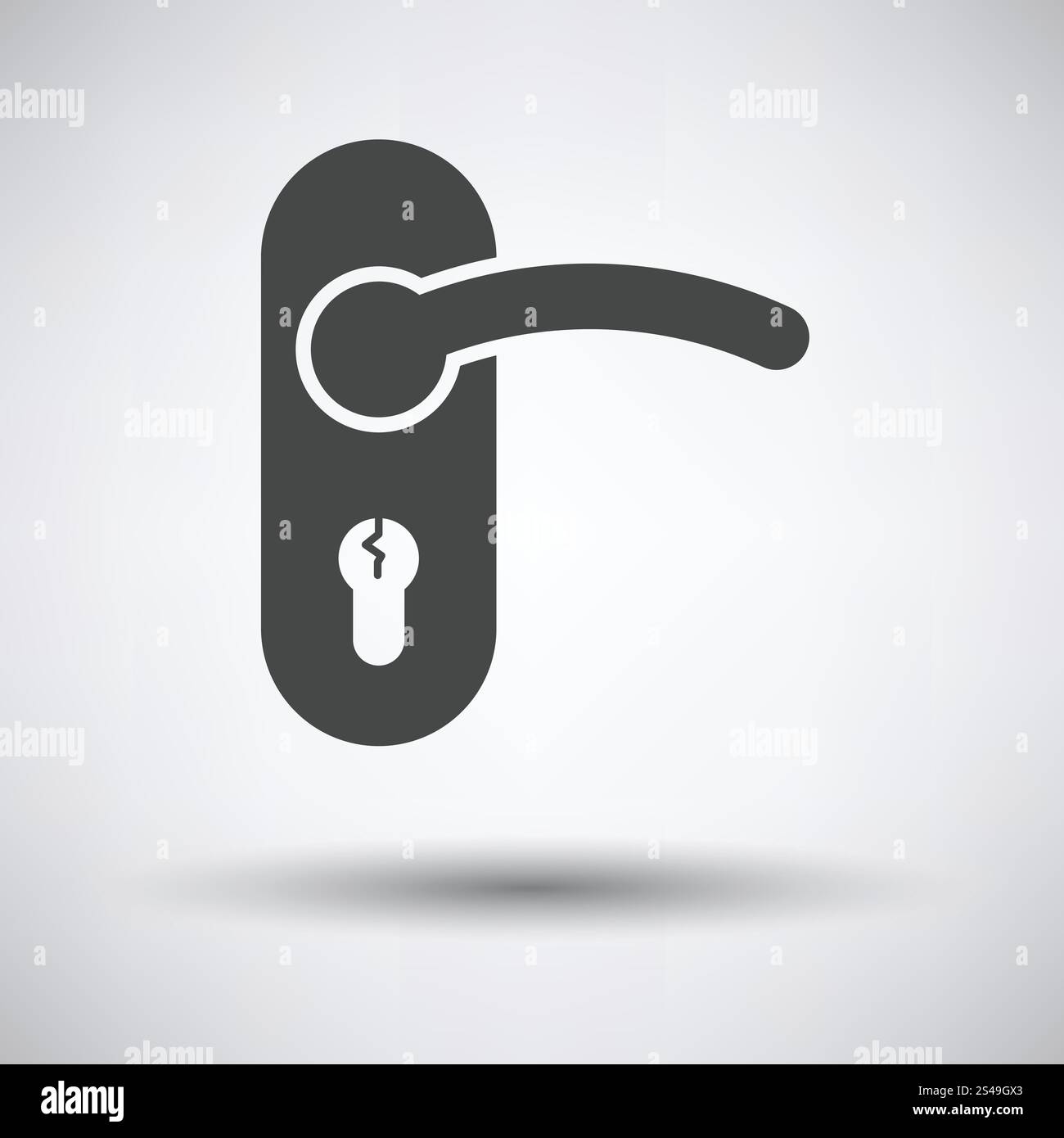 Door handle icon on gray background, round shadow. Vector illustration ...