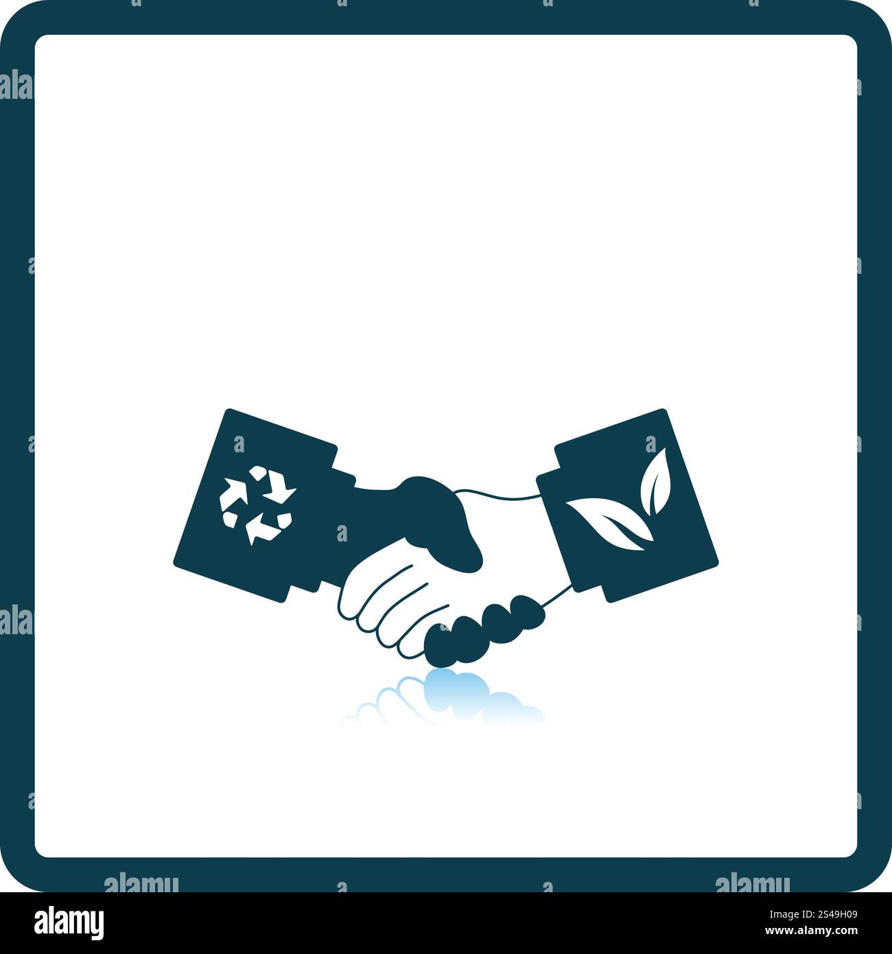 Ecological handshakes icon. Shadow reflection design. Vector illustration. Stock Vector