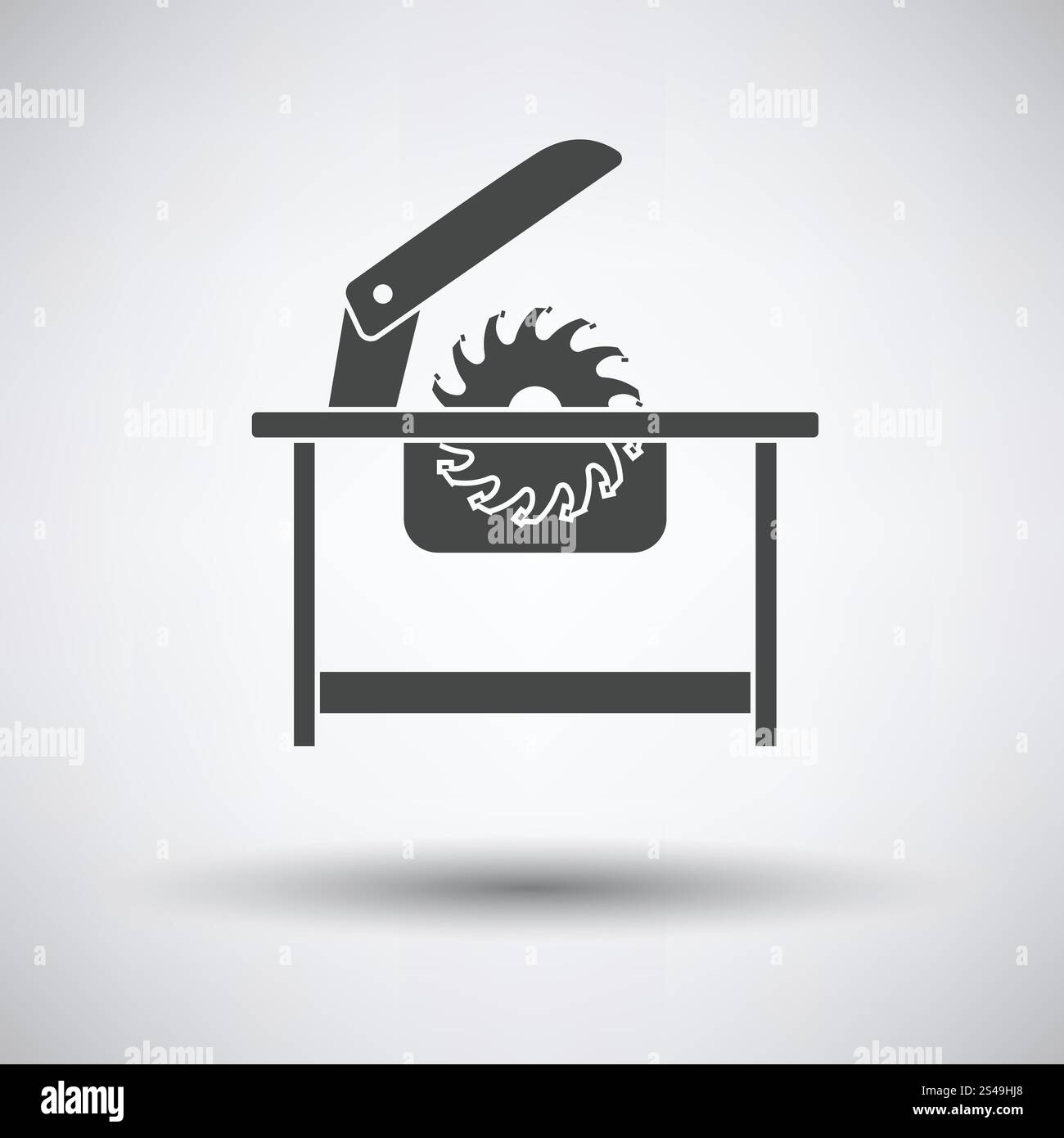 Circular saw icon on gray background, round shadow. Vector illustration ...