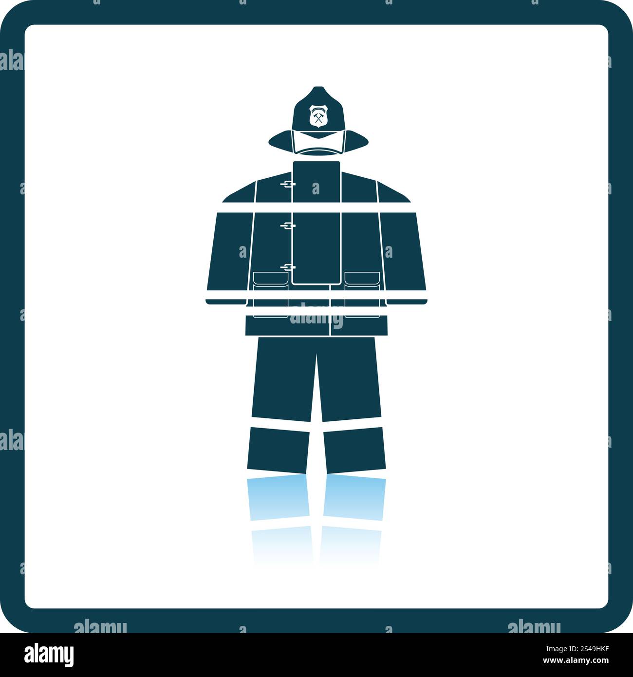 Fire service uniform icon. Shadow reflection design. Vector ...