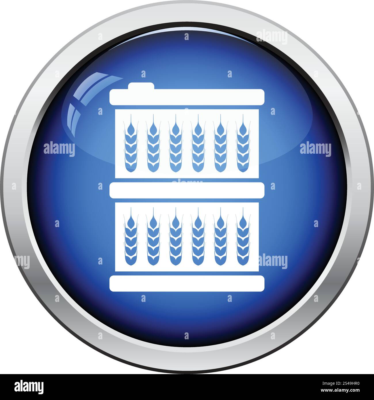 Barrel wheat symbols icon. Glossy button design. Vector illustration ...
