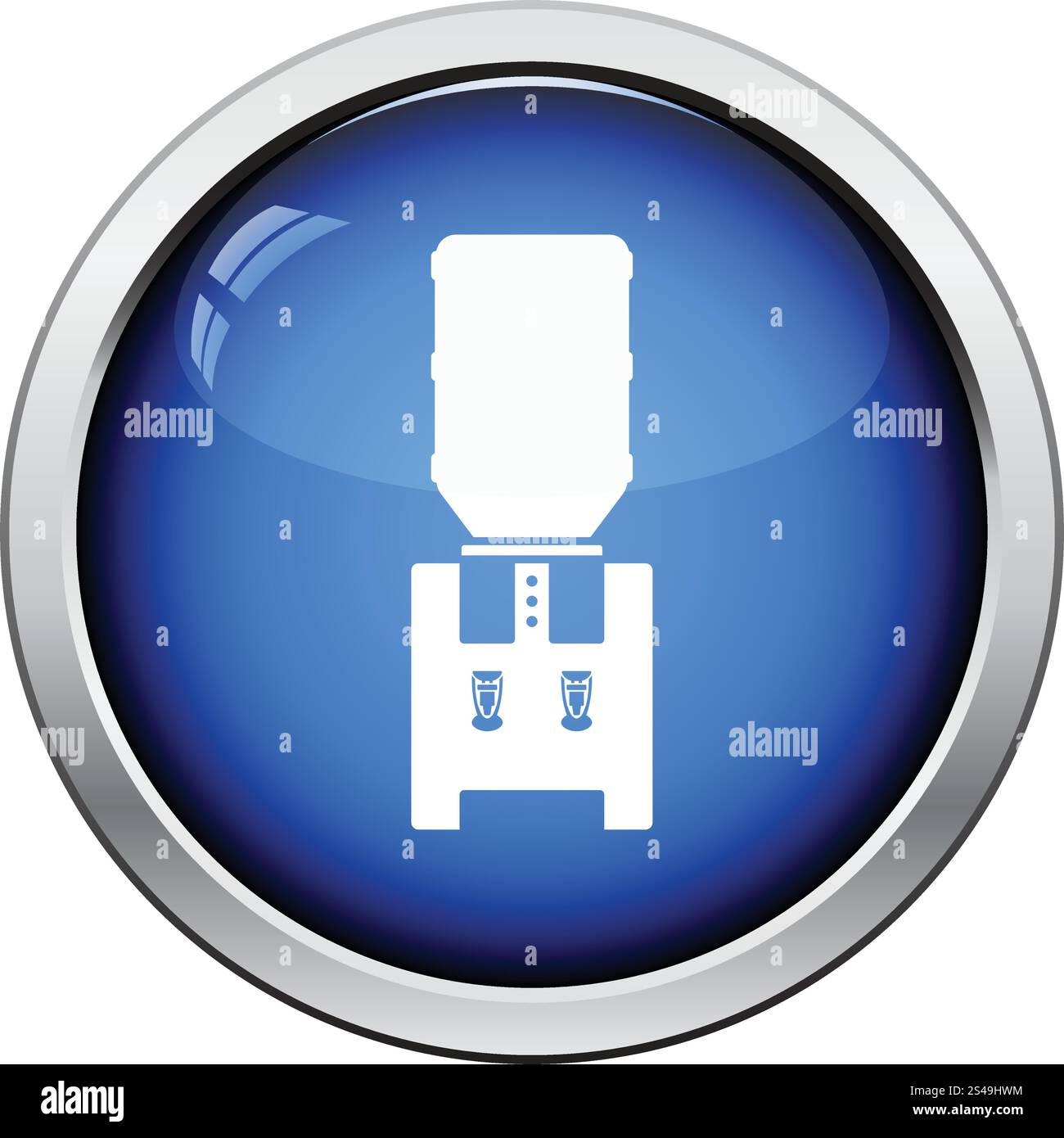 Water cooling machine. Glossy button design. Vector illustration Stock ...