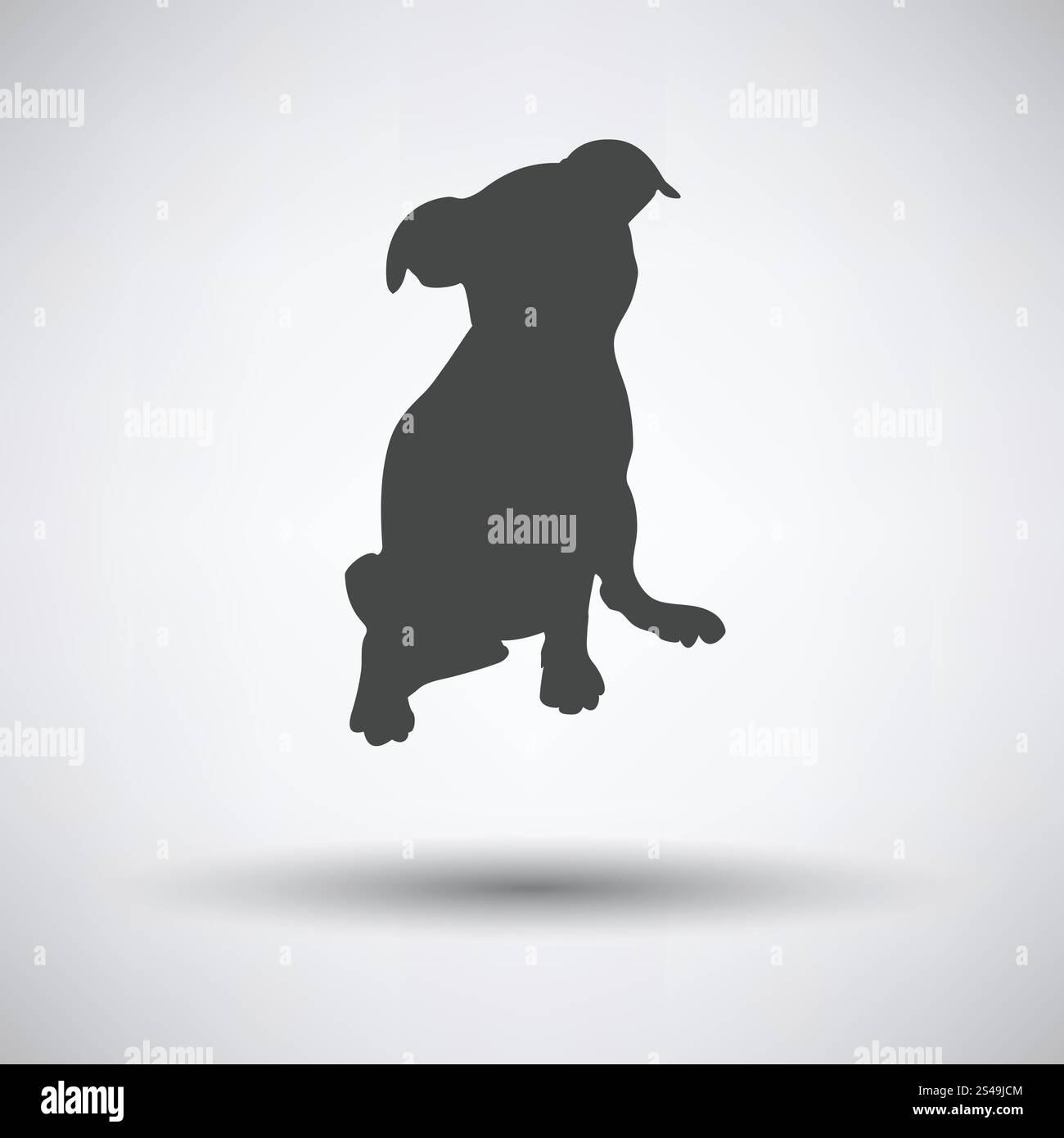 Puppy icon on gray background with round shadow. Vector illustration ...