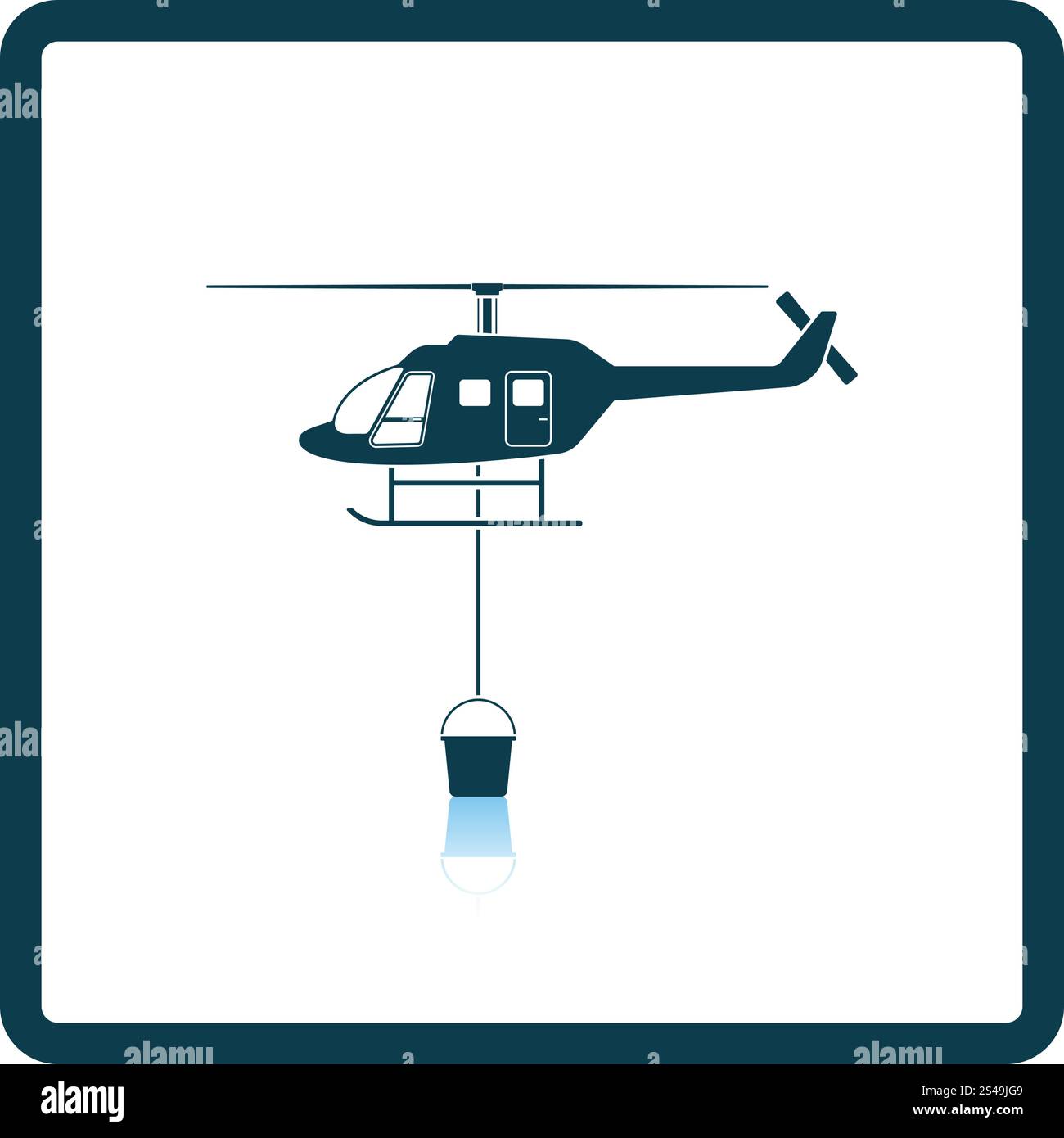 Fire service helicopter icon. Shadow reflection design. Vector illustration. Stock Vector