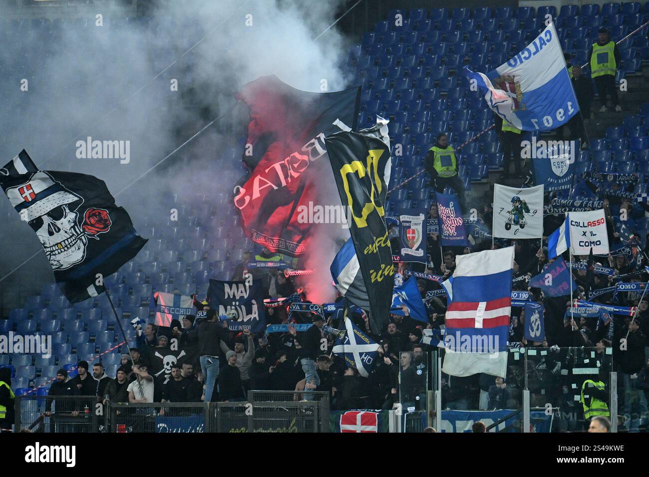 Rome, Lazio. 10th Jan, 2025. Como fans during the Serie A match between ...