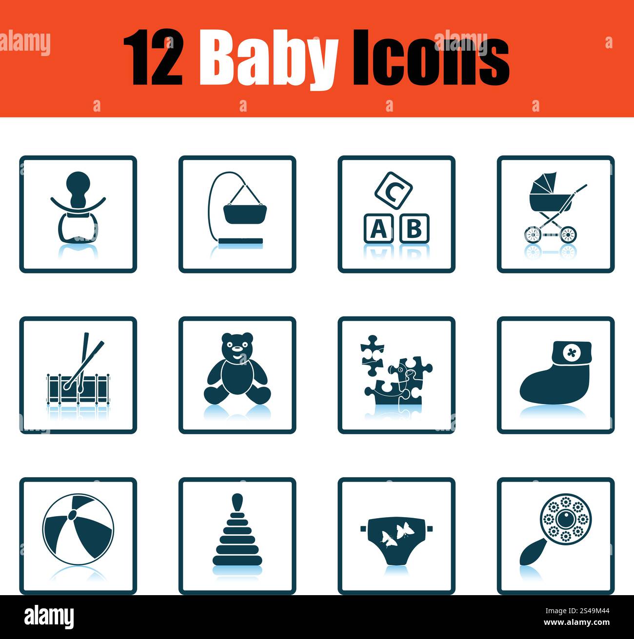 Set of baby icons. Shadow reflection design. Vector illustration Stock ...