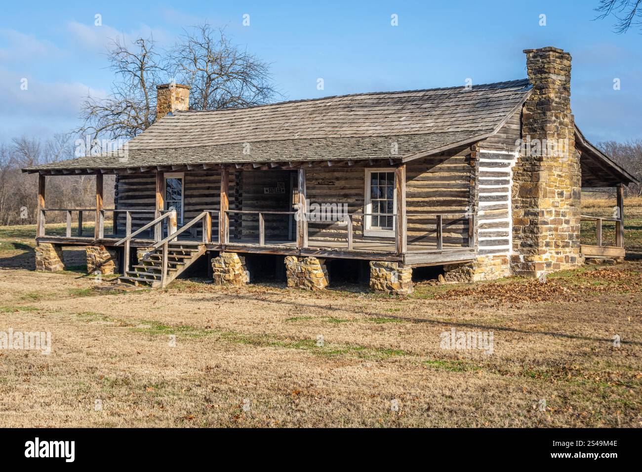 Commanding Officer's Quarters at the Fort Gibson Historic Site in Fort Gibson, Oklahoma. (USA) Stock Photo