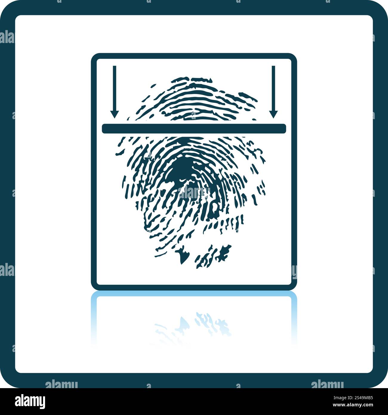 Fingerprint scan icon. Shadow reflection design. Vector illustration. Stock Vector