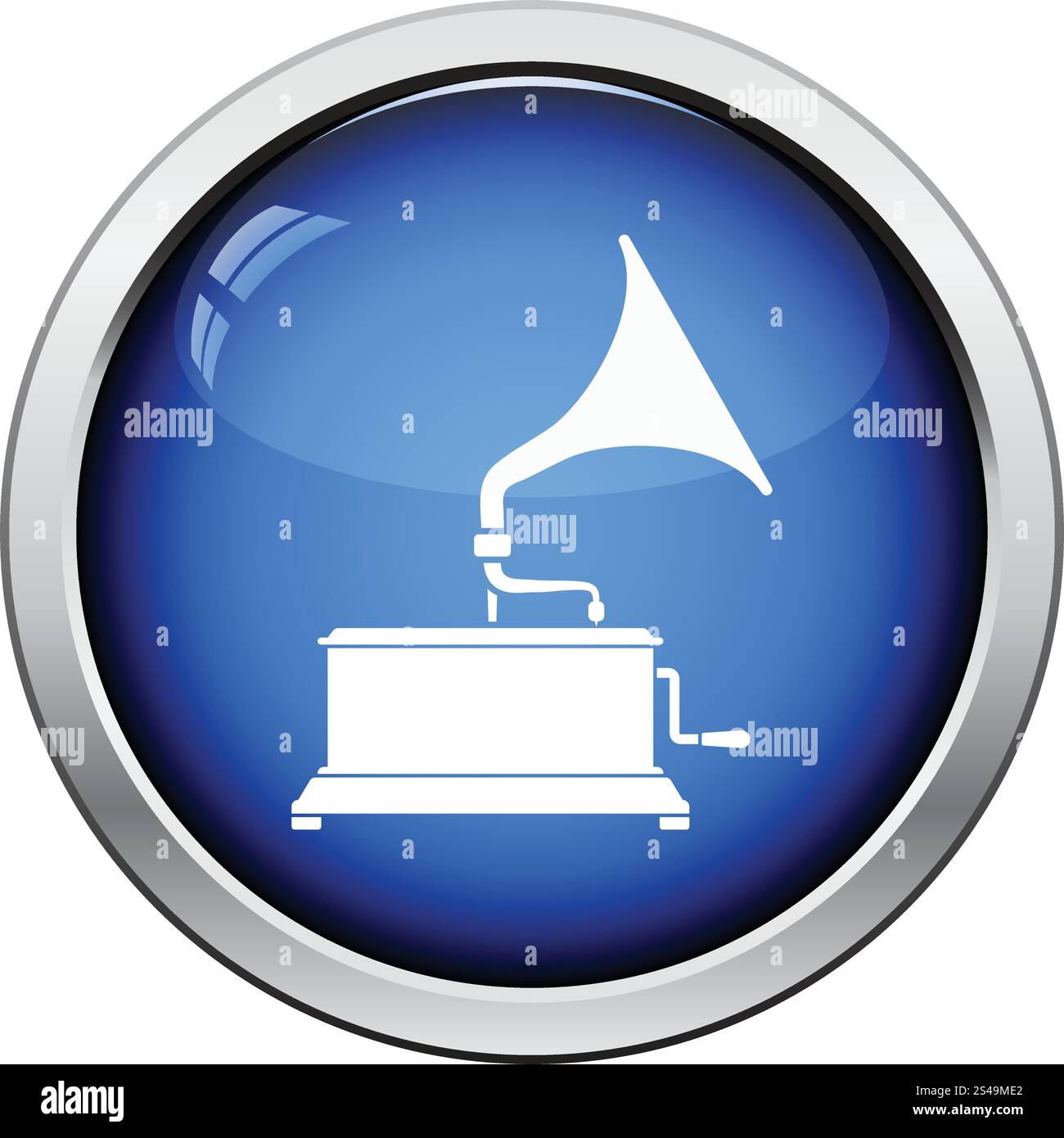 Gramophone icon. Glossy button design. Vector illustration Stock Vector ...