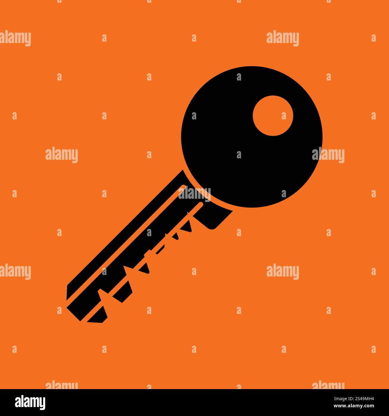 Key icon. Orange background with black. Vector illustration Stock ...