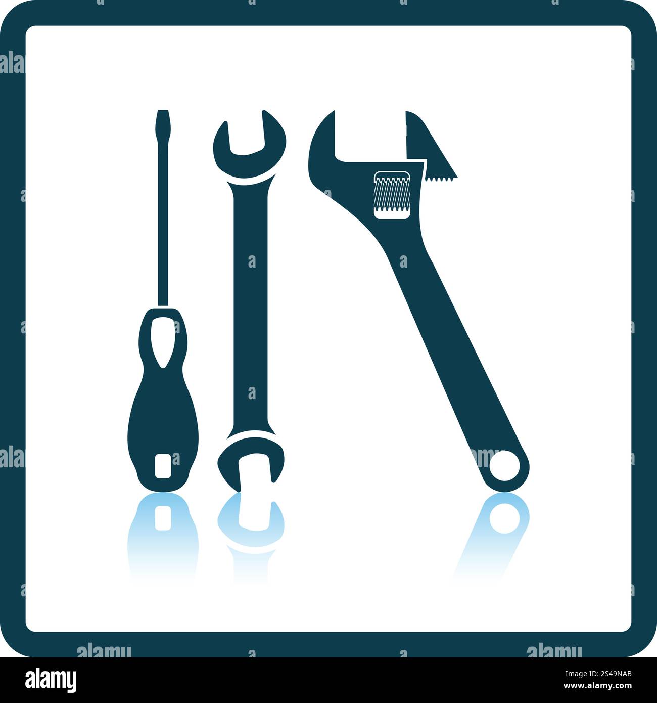 Wrench and screwdriver icon. Shadow reflection design. Vector illustration. Stock Vector