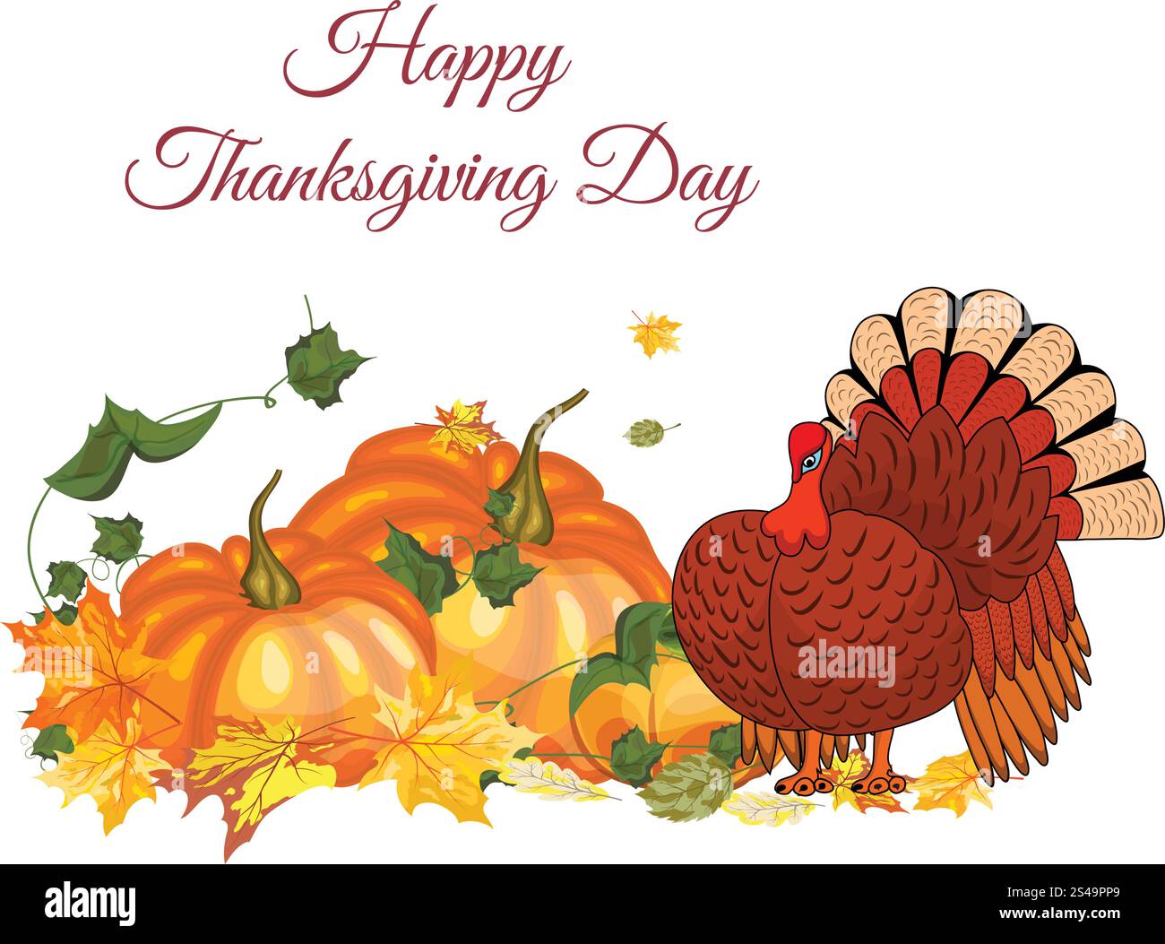 Thanksgiving Day Greeting Card With Text Space. Design Consist From ...