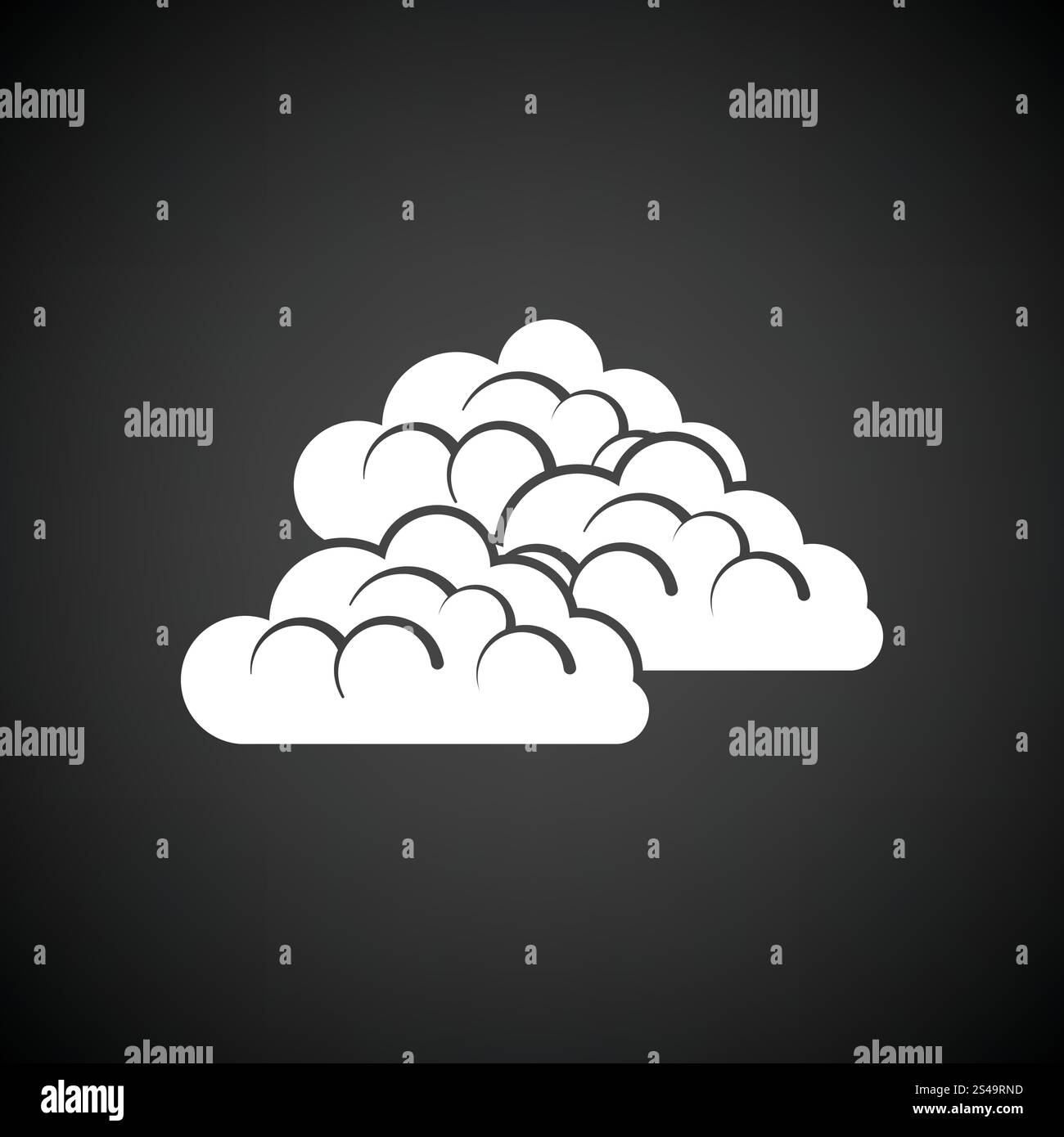 Cloudy icon. Black background with white. Vector illustration Stock ...