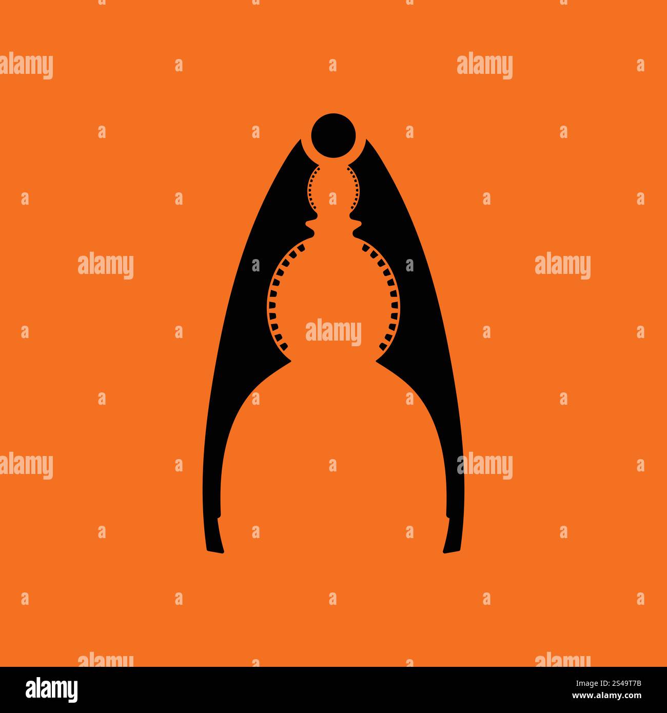 Nutcracker pliers icon. Orange background with black. Vector illustration. Stock Vector
