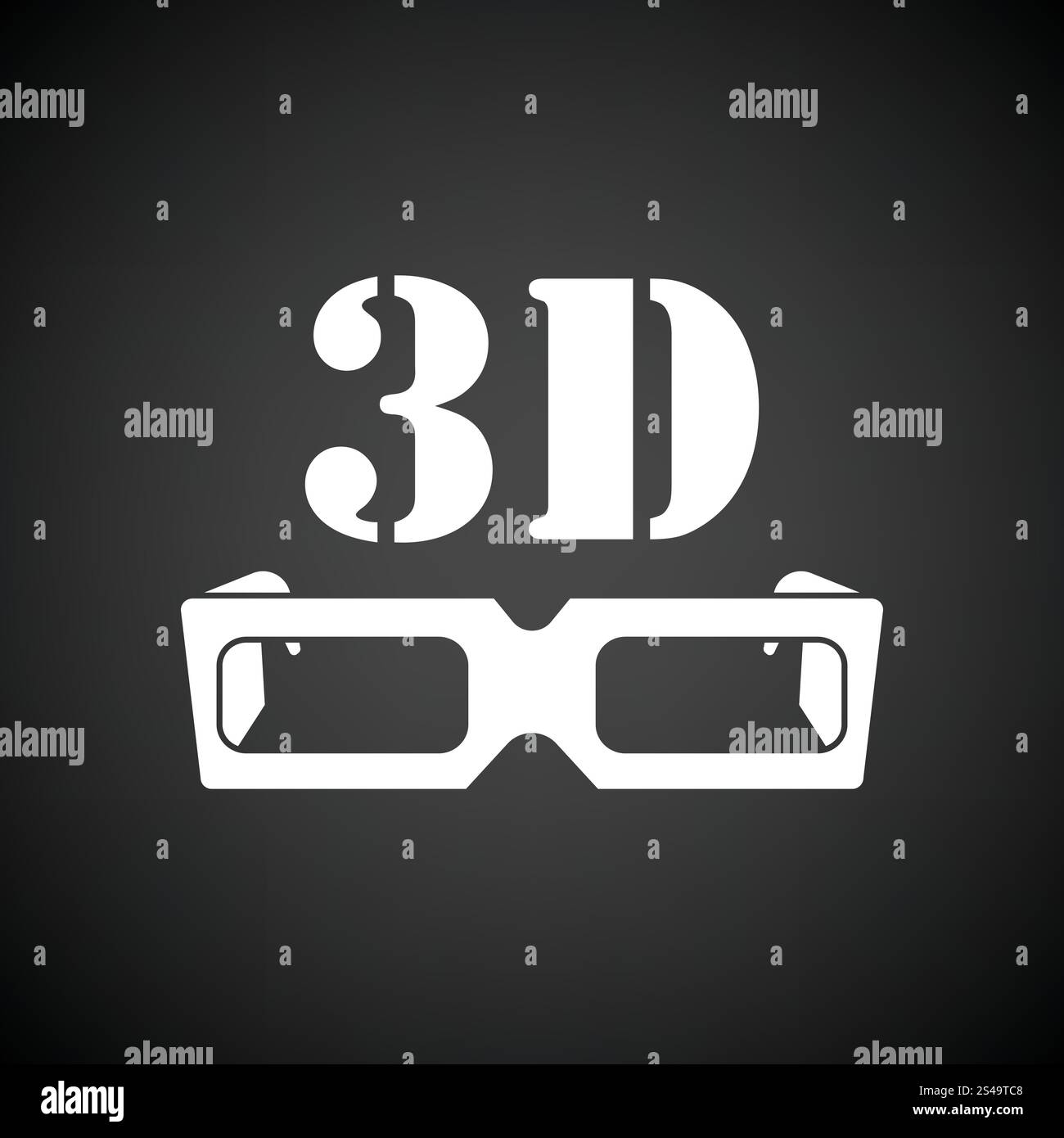 3d goggle icon. Black background with white. Vector illustration. Stock Vector