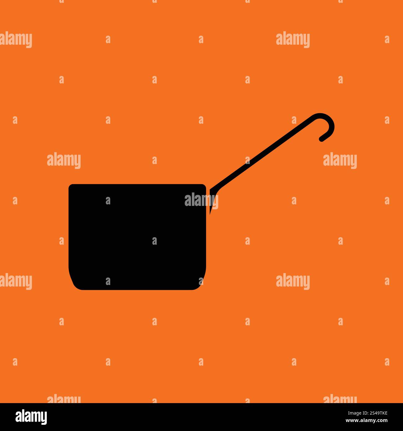 Kitchen pan icon. Orange background with black. Vector illustration ...