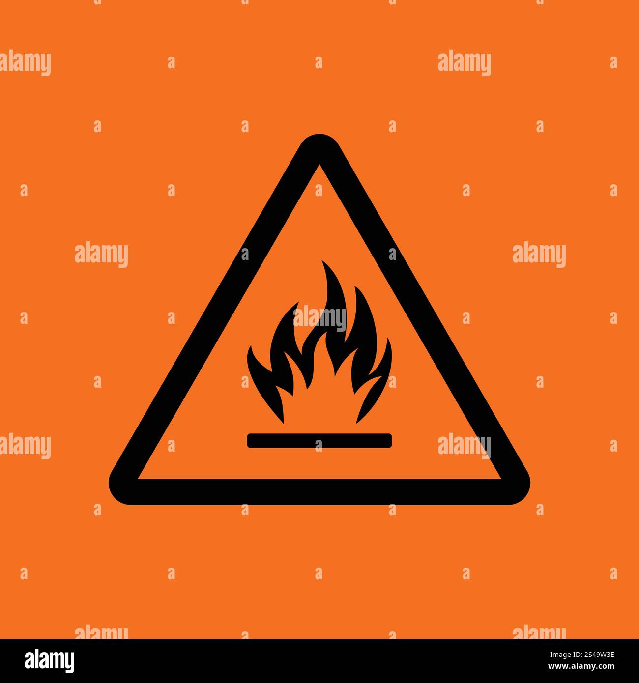 Flammable icon. Orange background with black. Vector illustration Stock ...