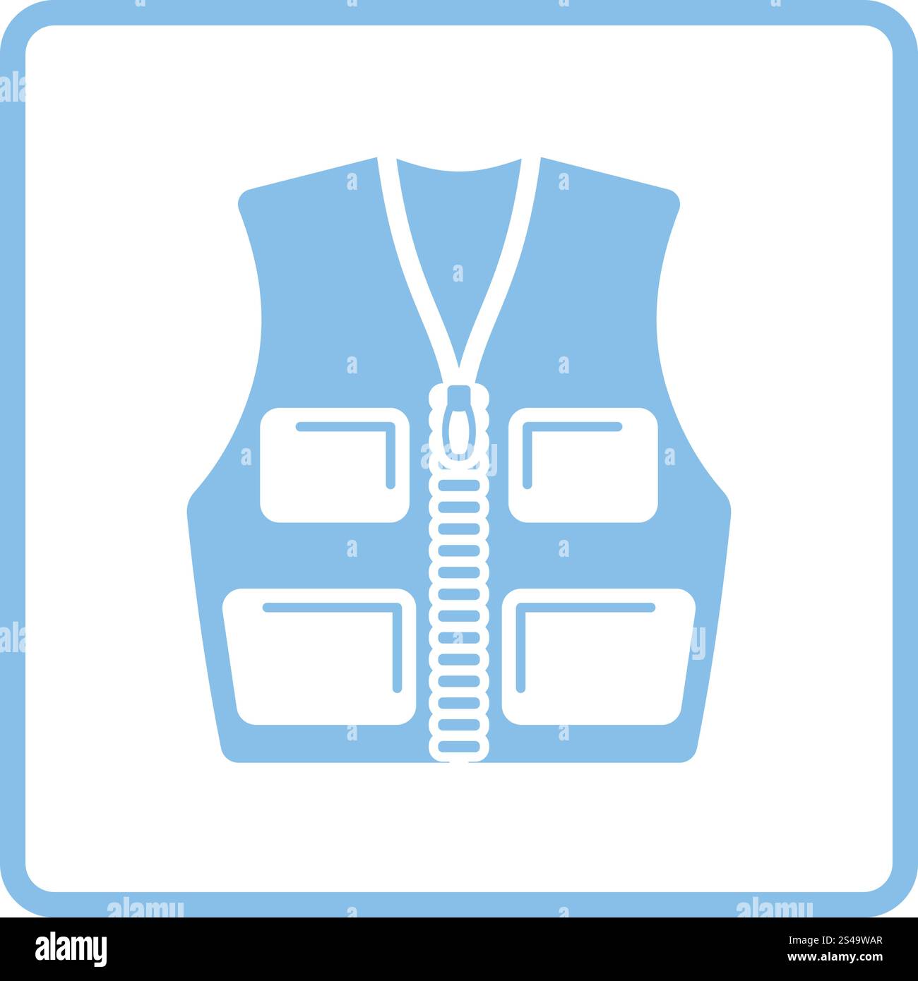 Hunter vest icon. Blue frame design. Vector illustration Stock Vector ...